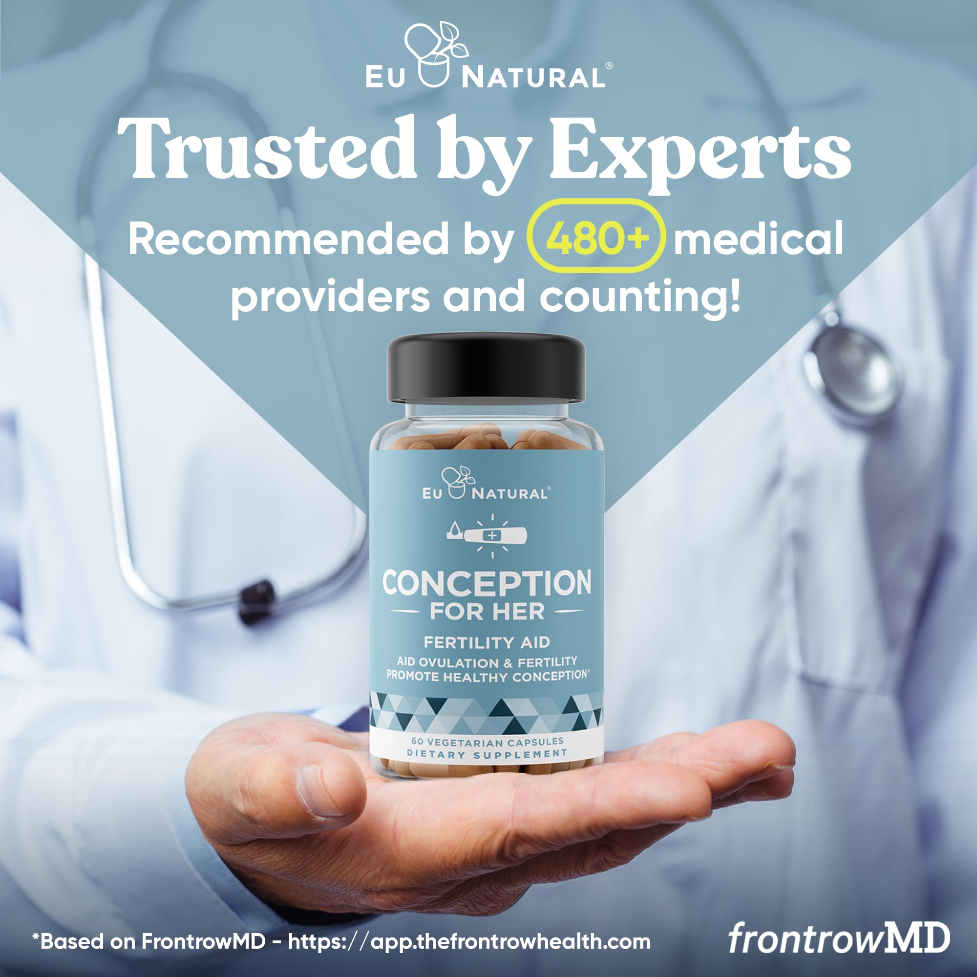 Eu Natural Conception for Her Fertility Supplements for Women - Ovulation, Hormonal Balance & Regular Cycle Support - Myo-Inositol, Folate, Folic Acid & Vitex - 60 Vegetarian Capsules Eu Natural uk supplements