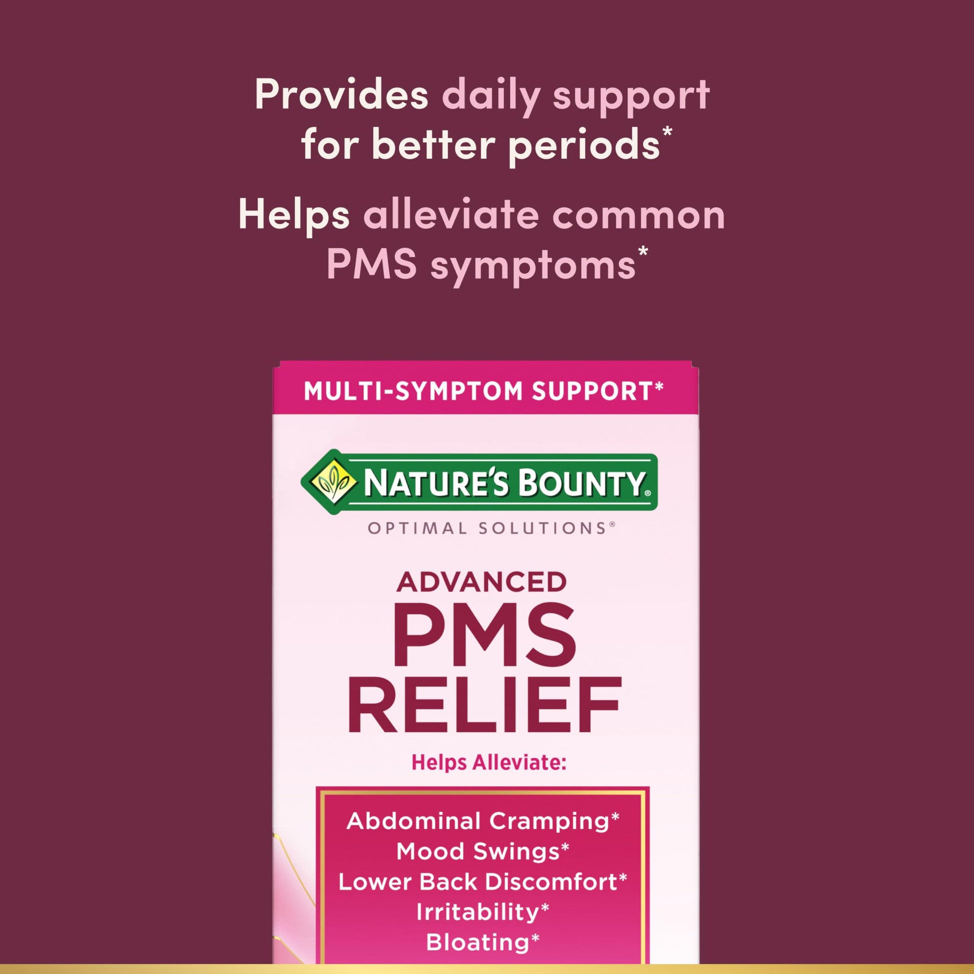 Nature’s Bounty Optimal Solutions Advanced PMS Relief for Menstrual Cycle Support, PMS Support Supplement for Women, Bloating Relief – Chasteberry, Hormone-Free, 60 Vegetarian Capsules Nature's Bounty uk supplements