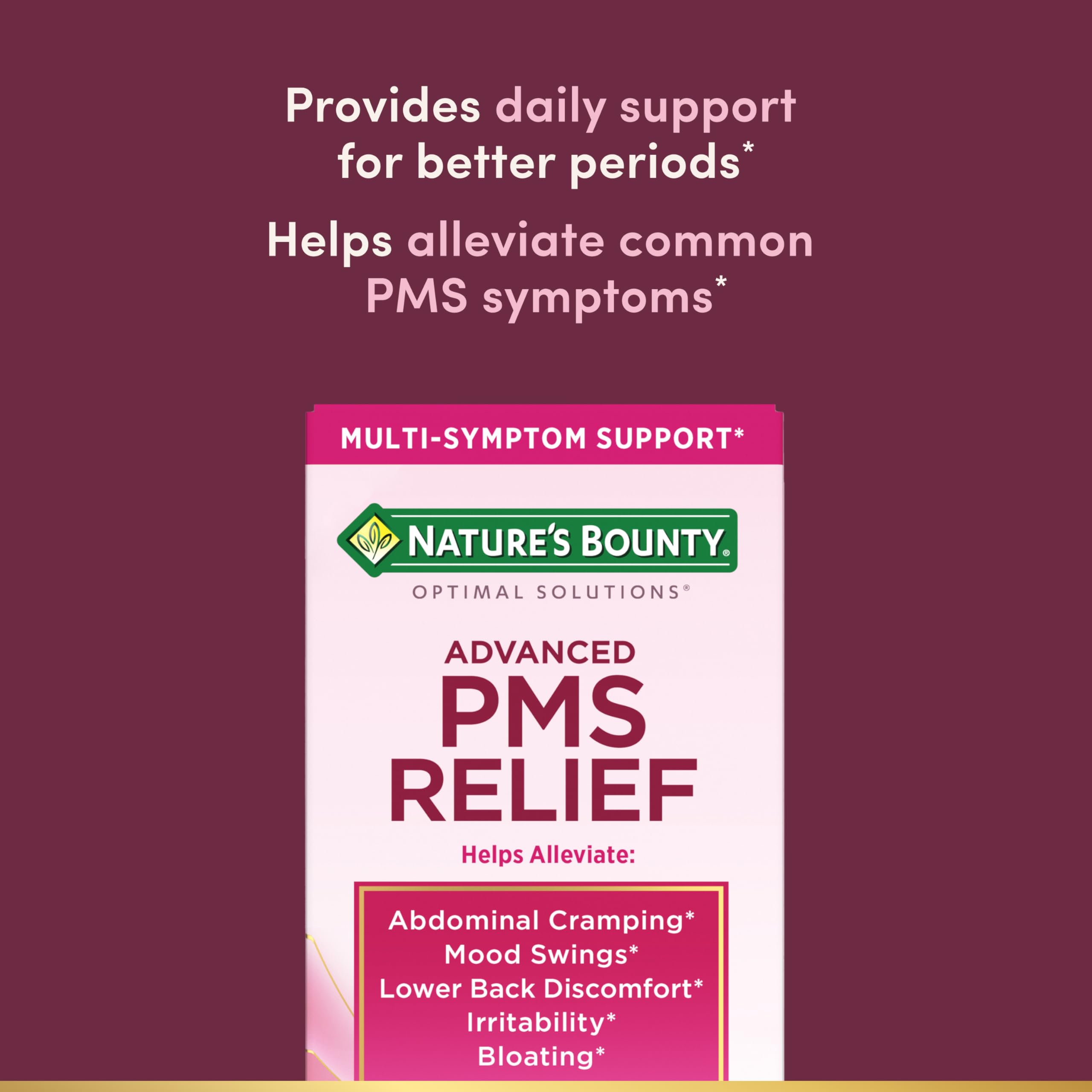 Nature’s Bounty Optimal Solutions Advanced PMS Relief for Menstrual Cycle Support, PMS Support Supplement for Women, Bloating Relief – Chasteberry, Hormone-Free, 60 Vegetarian Capsules Nature's Bounty uk supplements