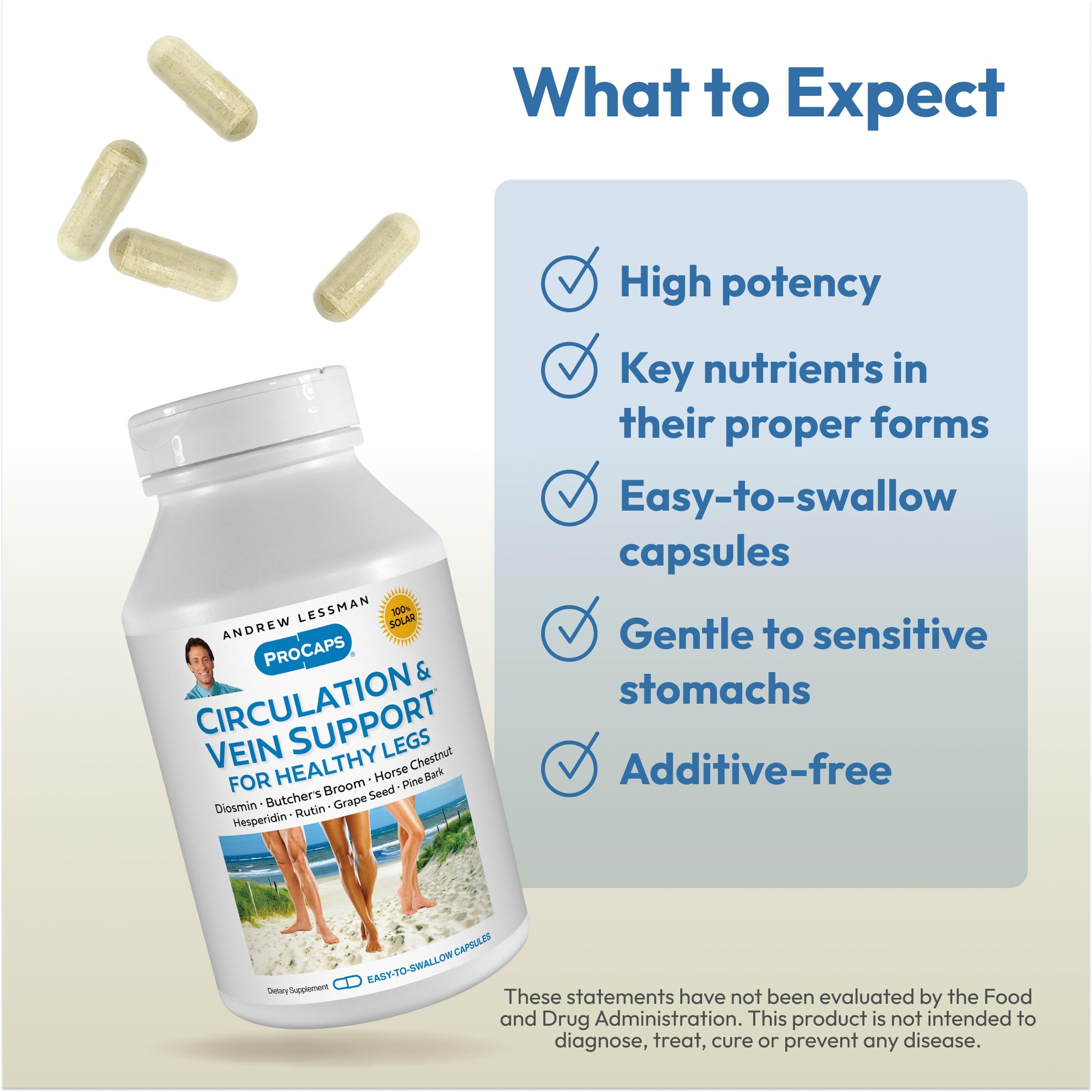 ANDREW LESSMAN Circulation, Vein Support for Healthy Legs 180 Capsules - High Bioactivity Diosmin, Butcher's Broom, Visibly Reduces Swelling and Discomfort in Feet, Ankles, Calves, Legs ANDREW LESSMAN uk supplements