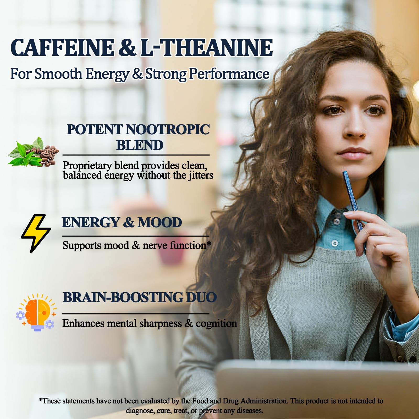 L Theanine Caffeine Liquid Drops, High Potency L-Theanine 100mg w. Caffeine Vitamin B12 B6, Natural Nootropic Brain for Smooth Energy Focus Alertness, 6X Stronger Than Pills Powder Gum WellVeraVida uk supplements