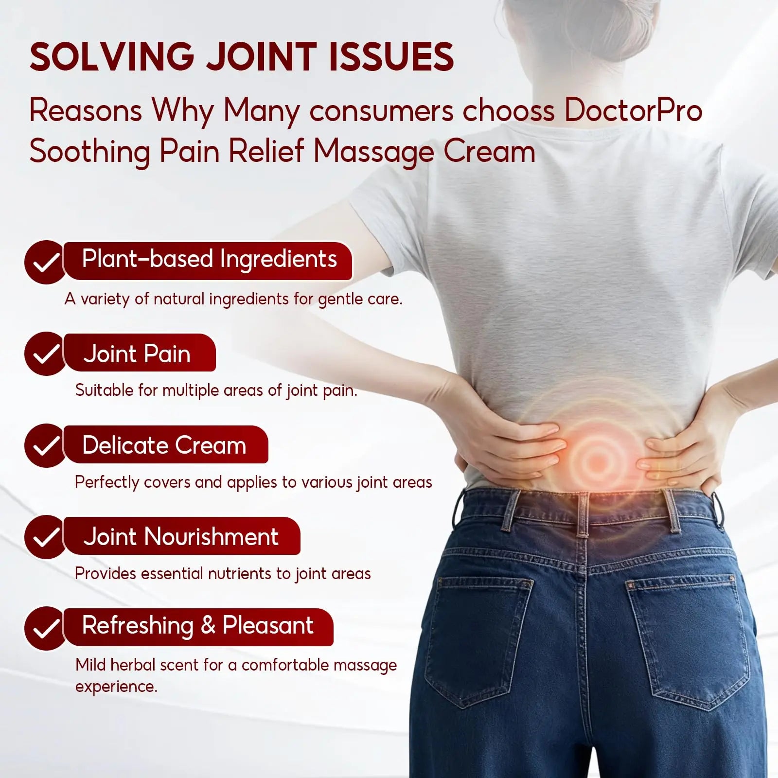 DoctorPro Soothing Massage Cream 80g Joint Relief Roll Muscle Comfort Non-Greasy Refreshing Formula for Knees, Lumbar, Neck, Back,Shoulders, Hands, and Feet, Menthol Gel DoctorPro uk supplements