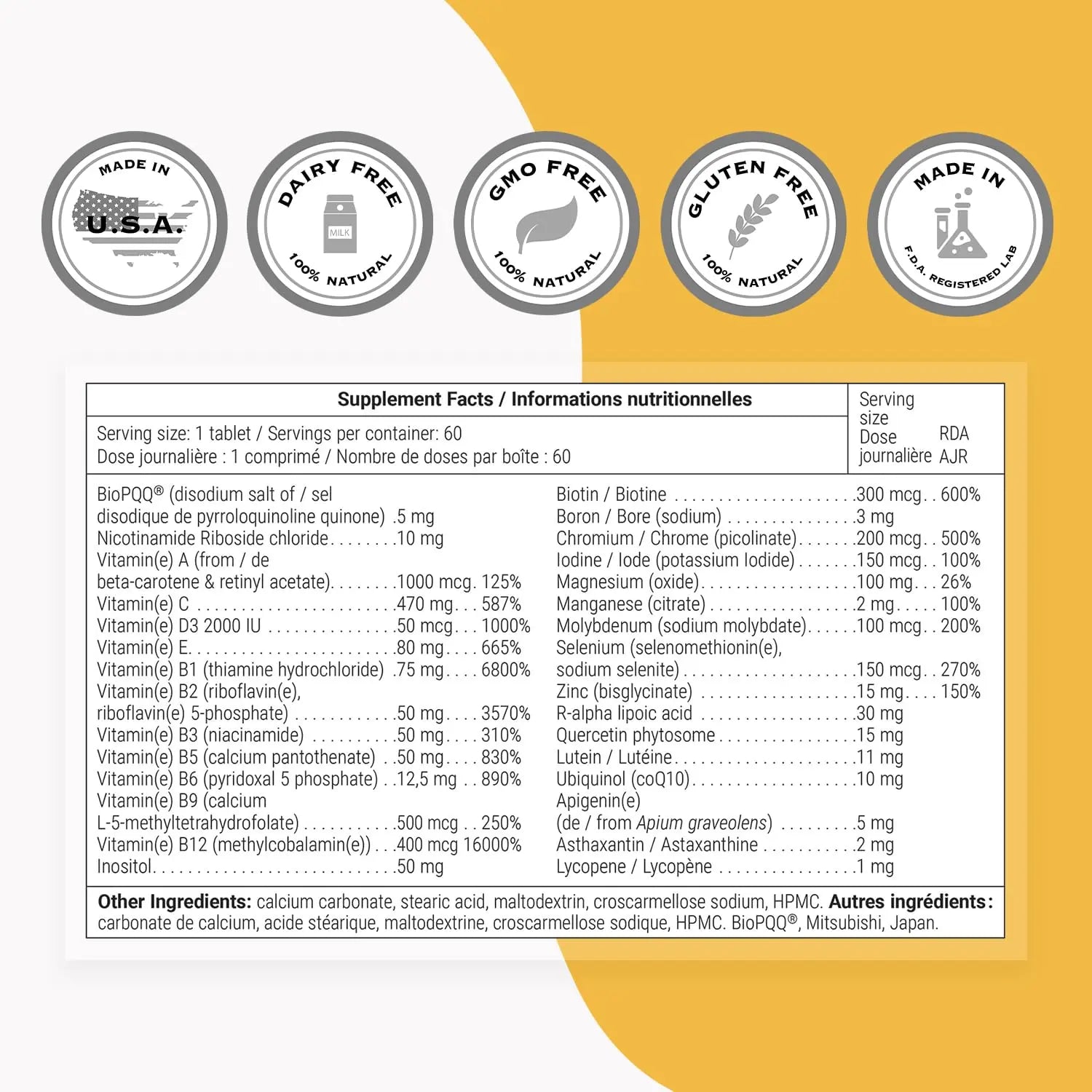Supersmart - Daily 1® Timed Release - Multivitamin Supplement for Women & Men - with BioPQQ®, Vitamin A, B, C, D & E, Biotin, Quercetin & Fisetin | Supersmart uk supplements
