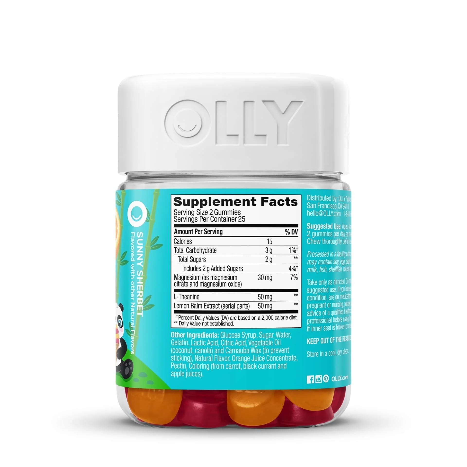 OLLY Kids Chillax Gummy, For a Calm and Relaxed Mood*, Magnesium, L-Theanine, Lemon Balm Extract, Chewable Supplement, Sherbet Flavored, 25 Day Supply - 50 Count OLLY uk supplements