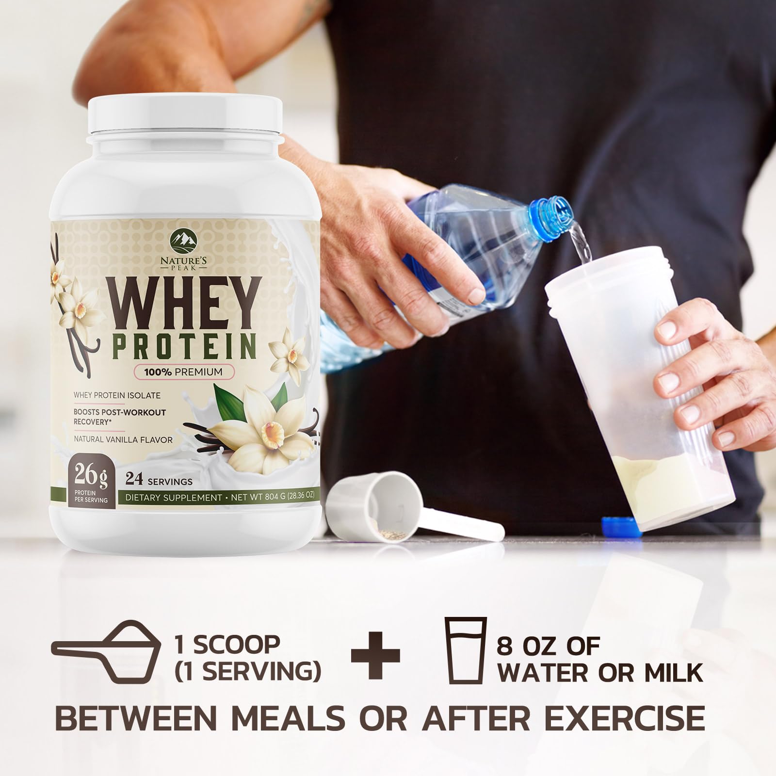 Nature's Protein Powder, 100% Whey Protein Powder Isolate, Immune Support, BCAAs Nature's Peak uk supplements