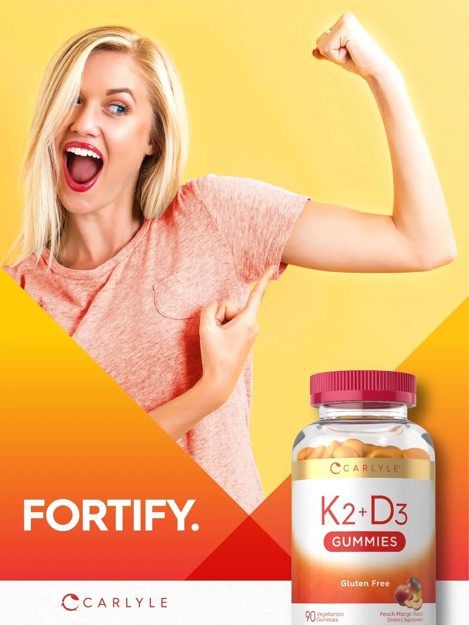 Carlyle Vitamin D3 K2 Gummies | 90 Count | 5,000 IU of D3 + 100 mcg MK7 | Peach Mango Flavor Carlyle uk supplements
