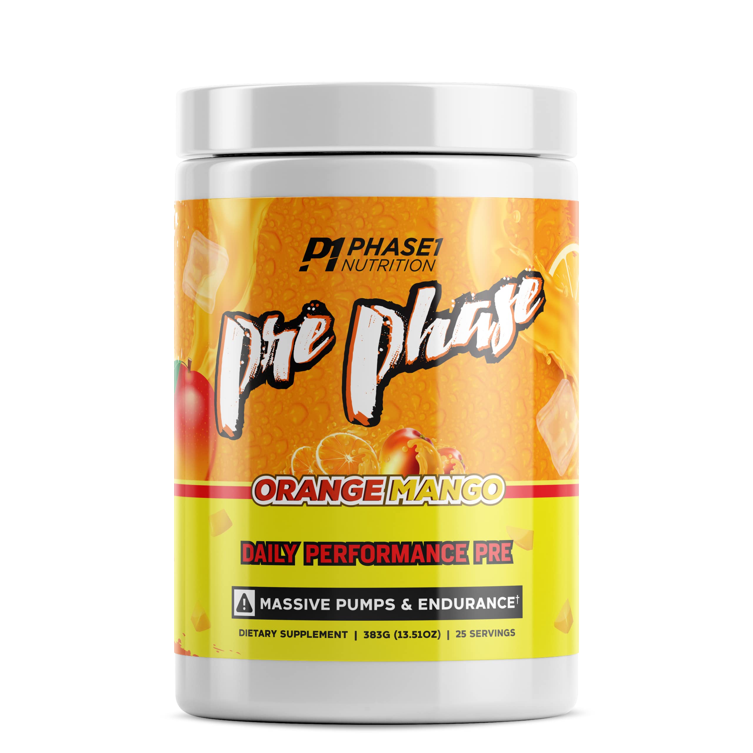Pre Phase Daily Driver Orange Mango Pre Workout with 325mg Caffeine, Vitamin B12 Phase One Nutrition uk supplements