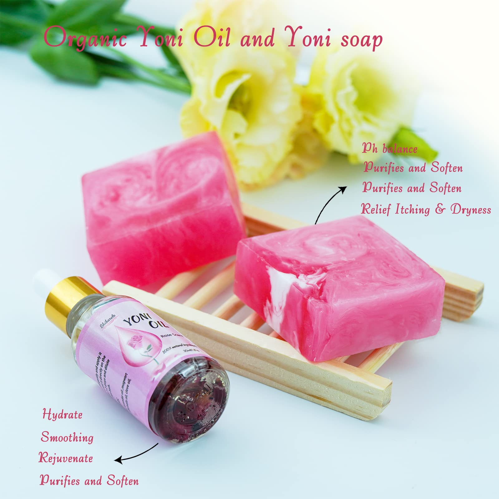 Yoni Soap Bars and Natural Yoni Oil Set, Yoni Oil Vaginal Wash for Women Feminine Wash Vaginial Shibarcle uk supplements