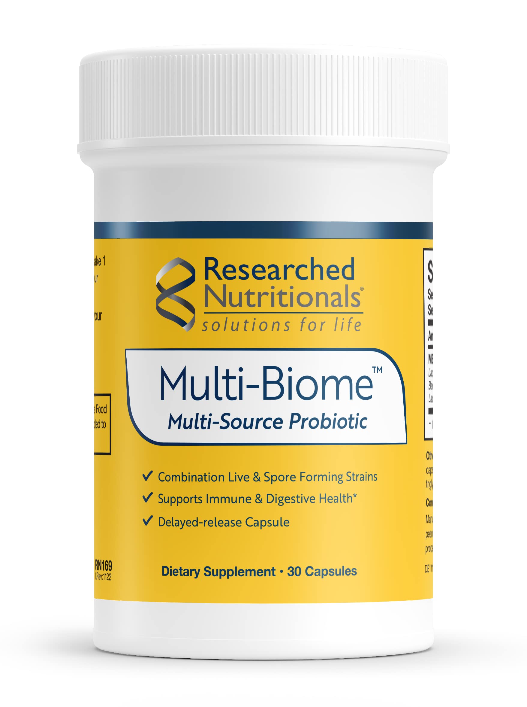 Researched Nutritionals Multi-Biome - Dual-Action Probiotics for Women & Men - Spore + Live Strain Formula with Delayed-Release Capsules for Gut Health, Histamine & Immune Support (30 ct) Researched Nutritionals uk supplements