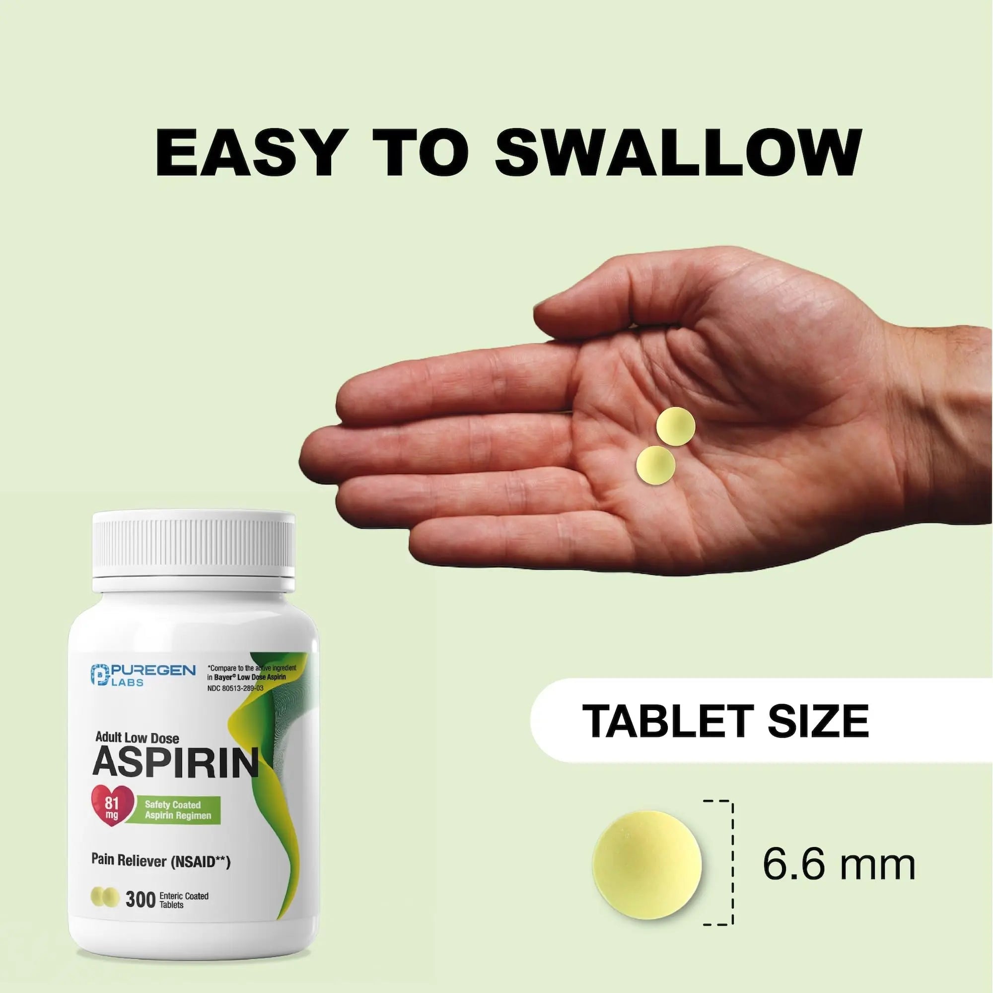 Puregen Labs Aspirin 81 mg Low Dose (NSAID) – 300 Enteric Coated Tablets P Puregen Labs uk supplements