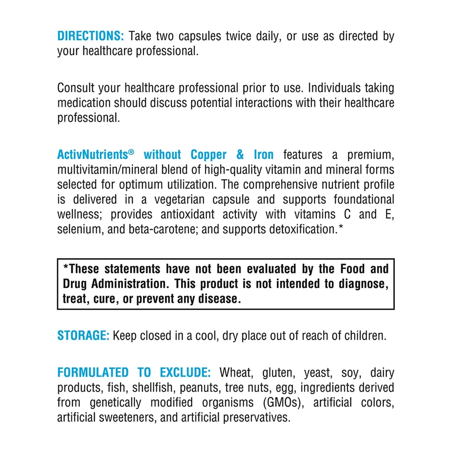 XYMOGEN ActivNutrients Without Copper & Iron - Multimineral Multivitamin for Men + Women with Folate, B12, Zinc and Vitamin C XYMOGEN uk supplements