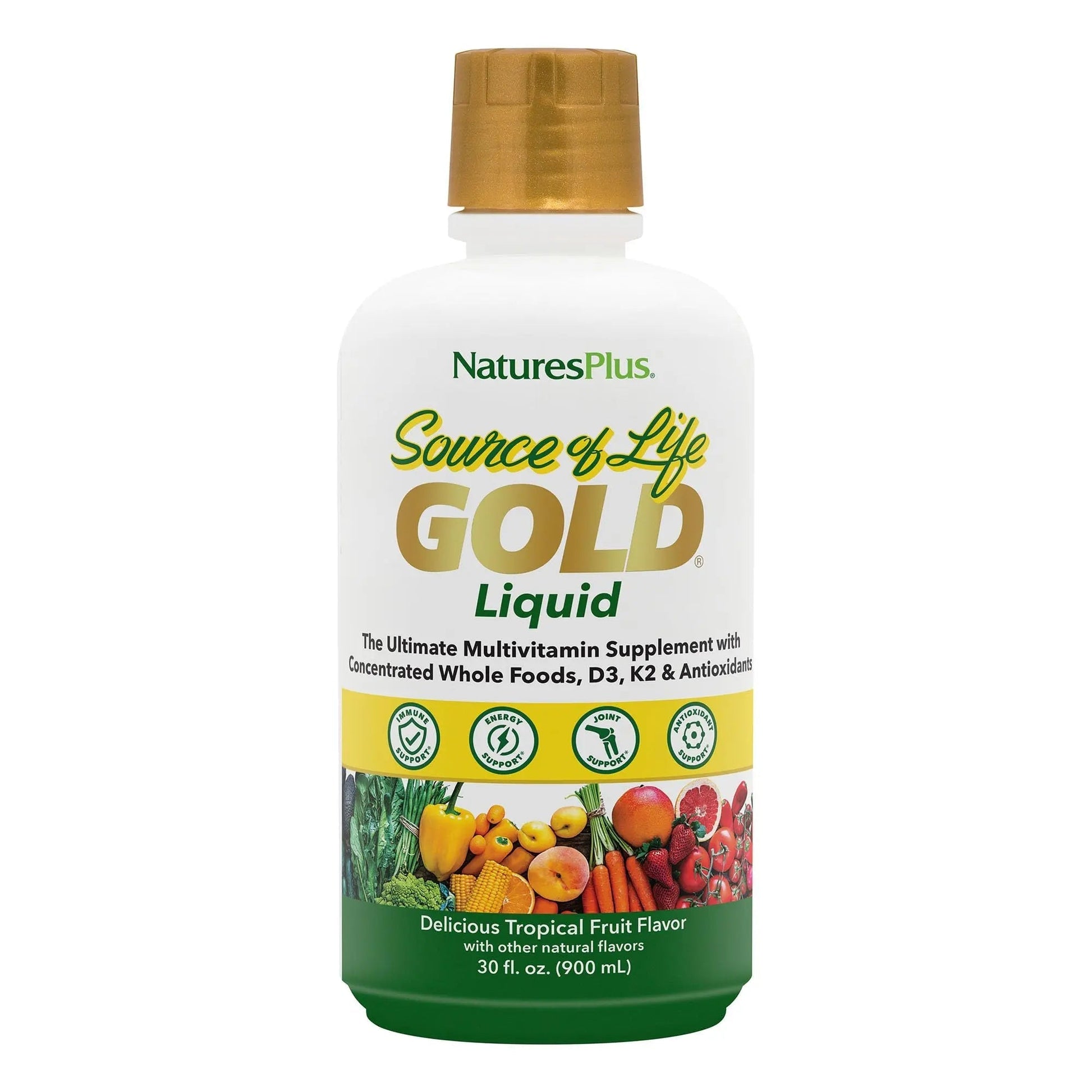 NaturesPlus Source of Life Gold Multivitamin Liquid 30 oz Supports Energy Production, Healthy Immune System & Well-Being Includes Vitamins D3, B12, K2 NaturesPlus uk supplements