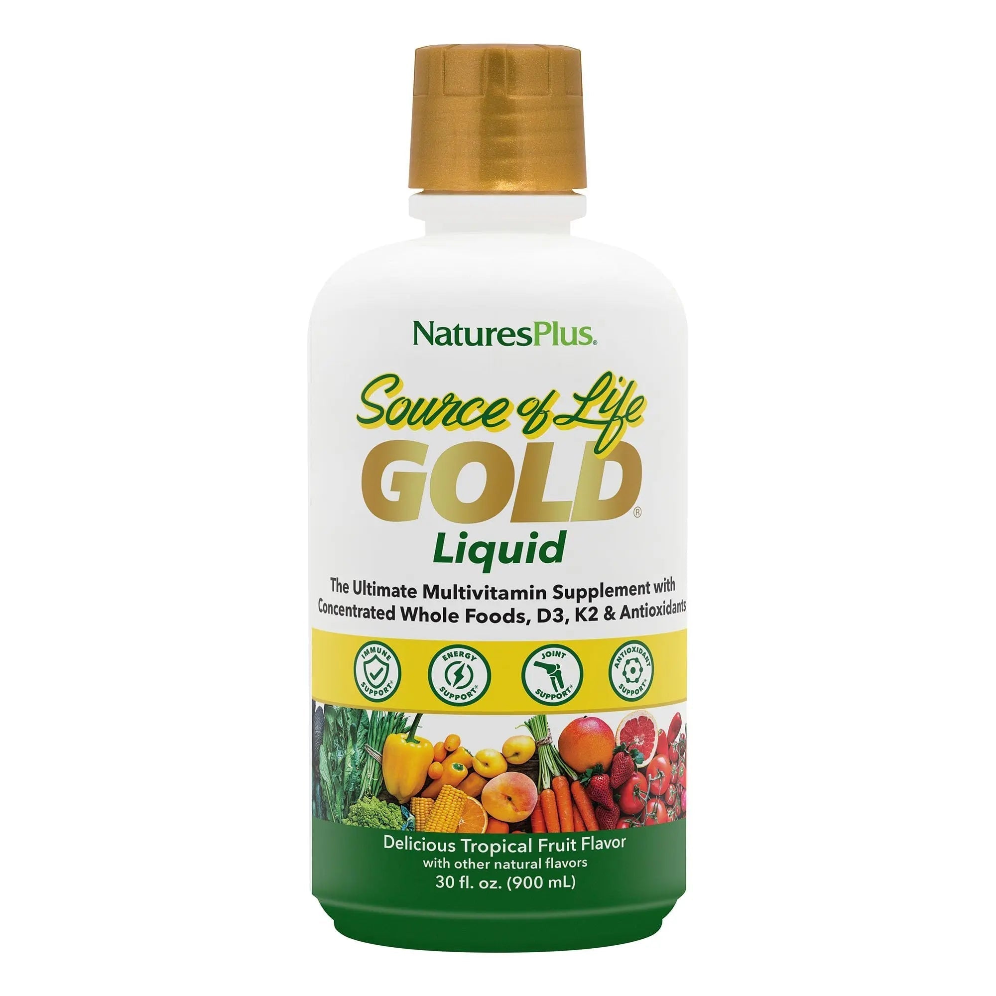 NaturesPlus Source of Life Gold Multivitamin Liquid 30 oz Supports Energy Production, Healthy Immune System & Well-Being Includes Vitamins D3, B12, K2 NaturesPlus uk supplements