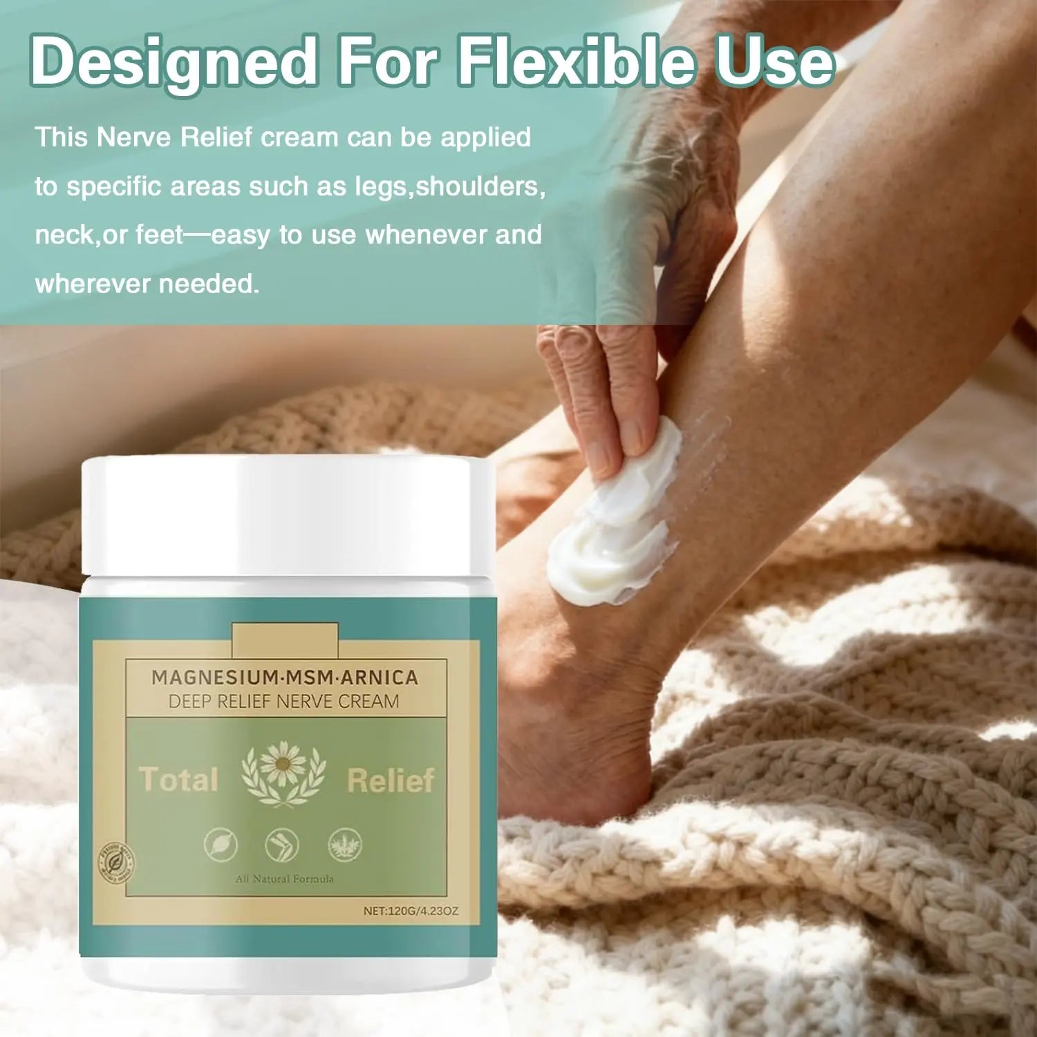 HANGWON Total Relief Magnesium Soothing Cream Advanced nerve Comfort with Arnica, Menthol, MSM,Fast-Absorbing for Relief Joint, Feet, Hands, Legs, Muscles, and Waist, Natural Ingredient -4floz/114g HANGWON uk supplements