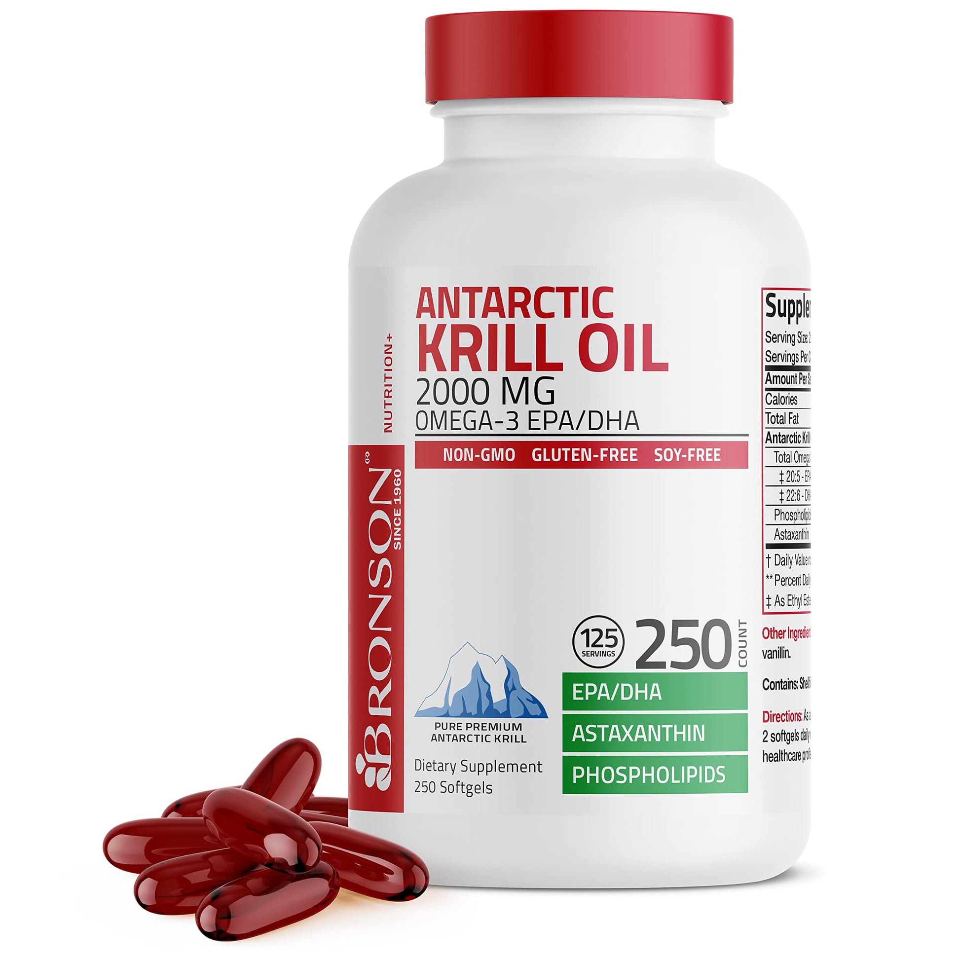 Bronson Antarctic Krill Oil 2000 mg with Omega-3s EPA, DHA, Astaxanthin and Phospholipi Bronson uk supplements