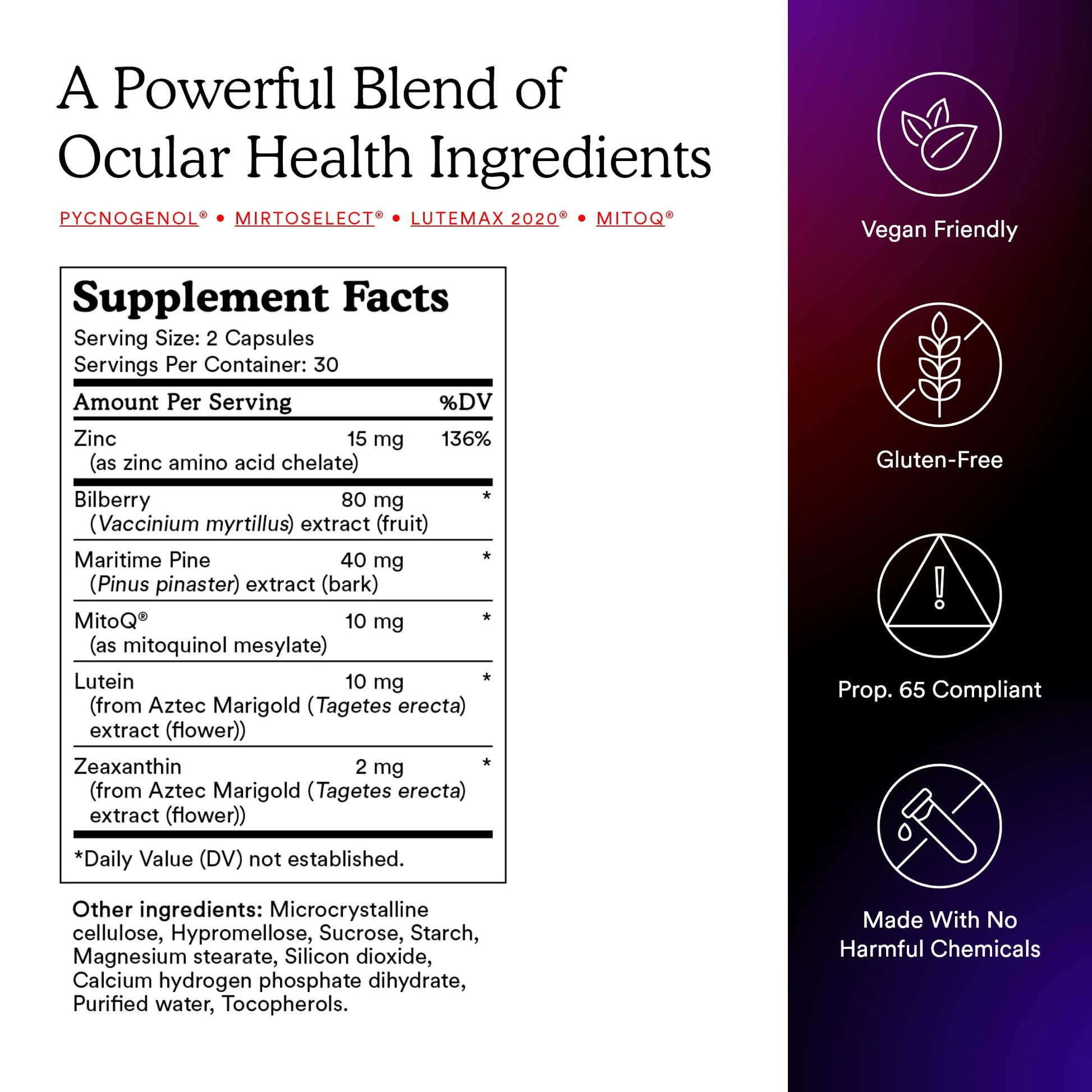 MitoQ +Eye – Eye Health Supplement with Lutein & Zeaxanthin (5:1 Ratio), Bilberry, Maritime Pine Bark, Zinc, Mitoquinol | Supports Macular Health, Visual Clarity & Blue Light Defense MitoQ uk supplements