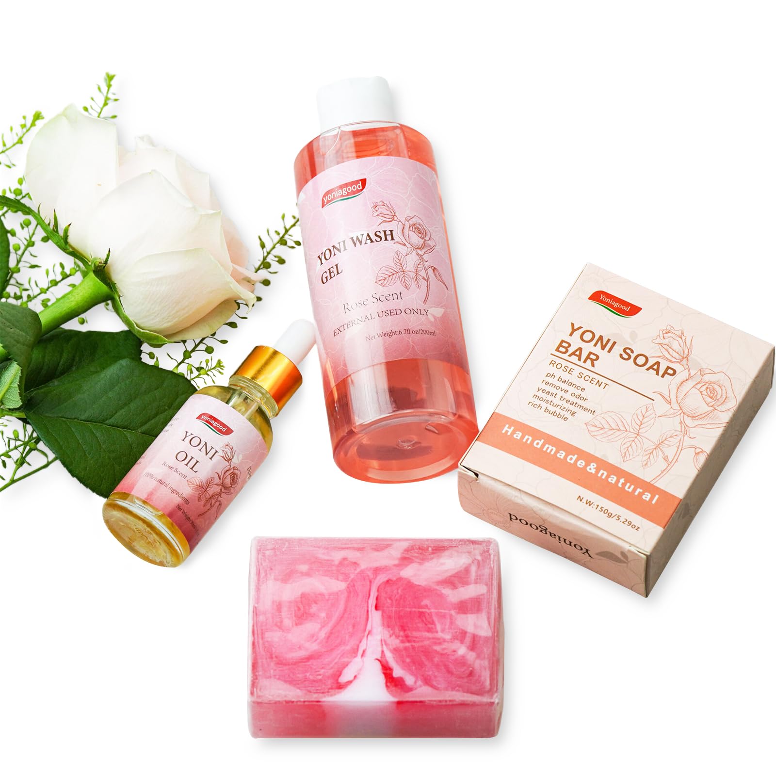 4 pack Yoni Wash Yoni Essential Oil Soap for Women Set, 2 * 30ml Feminine Oil, 6.7 fl.oz Feminine Wash yoniagood uk supplements