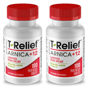 MediNatura T-Relief Pain - Arnica Medication for Naturally Soothing Body Aches - Supports Muscle, Joint & Back Relief - Chewable Tablets - Plant-Based Tablets - Non-Addictive - 100 Count - 2 Pack MediNatura uk supplements