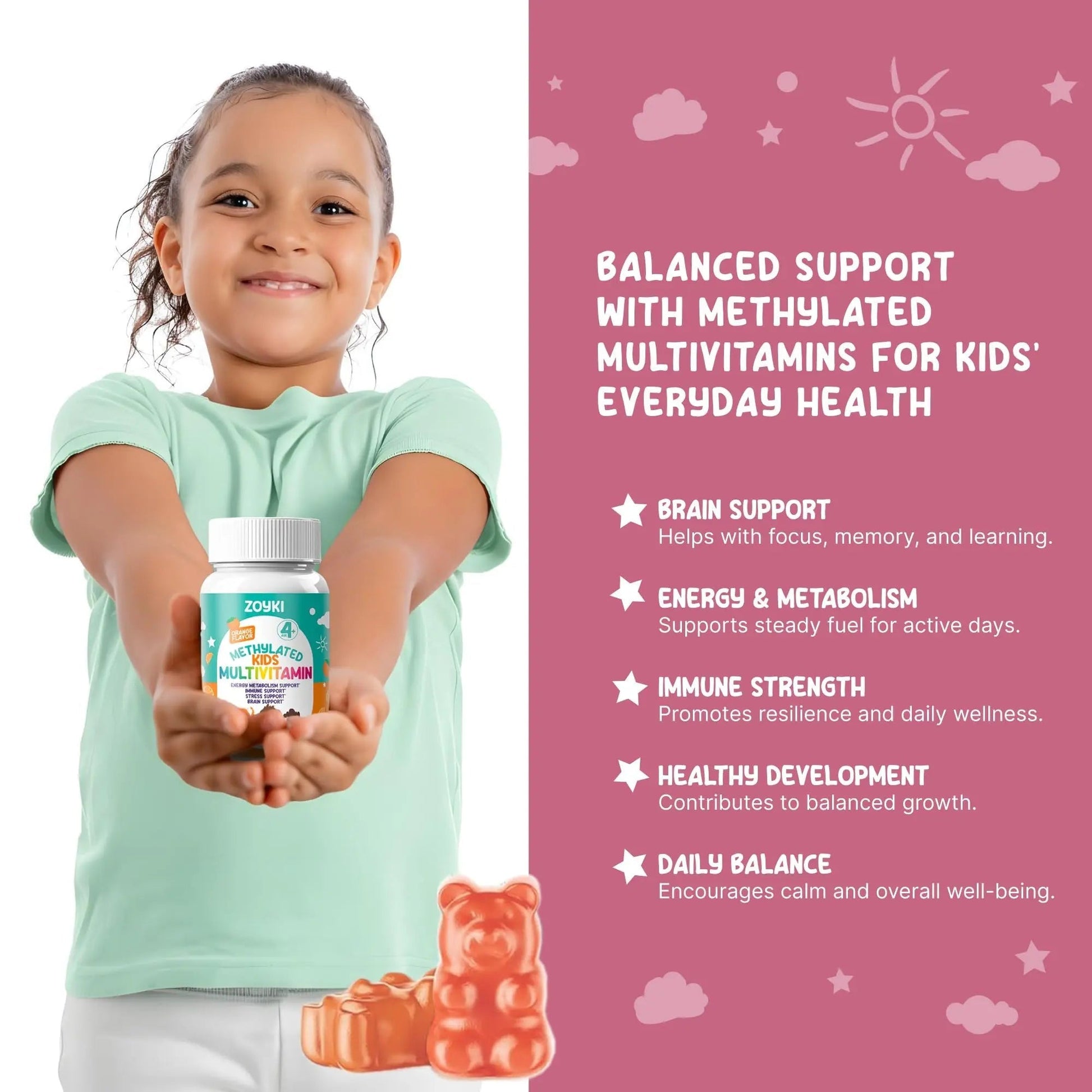 Zoyki Methylated Multivitamin Gummies for Kids - Children’s MTHFR Support Supplement with B Complex 5-MTHF Folate (L-Methylfolate) Zoyki uk supplements