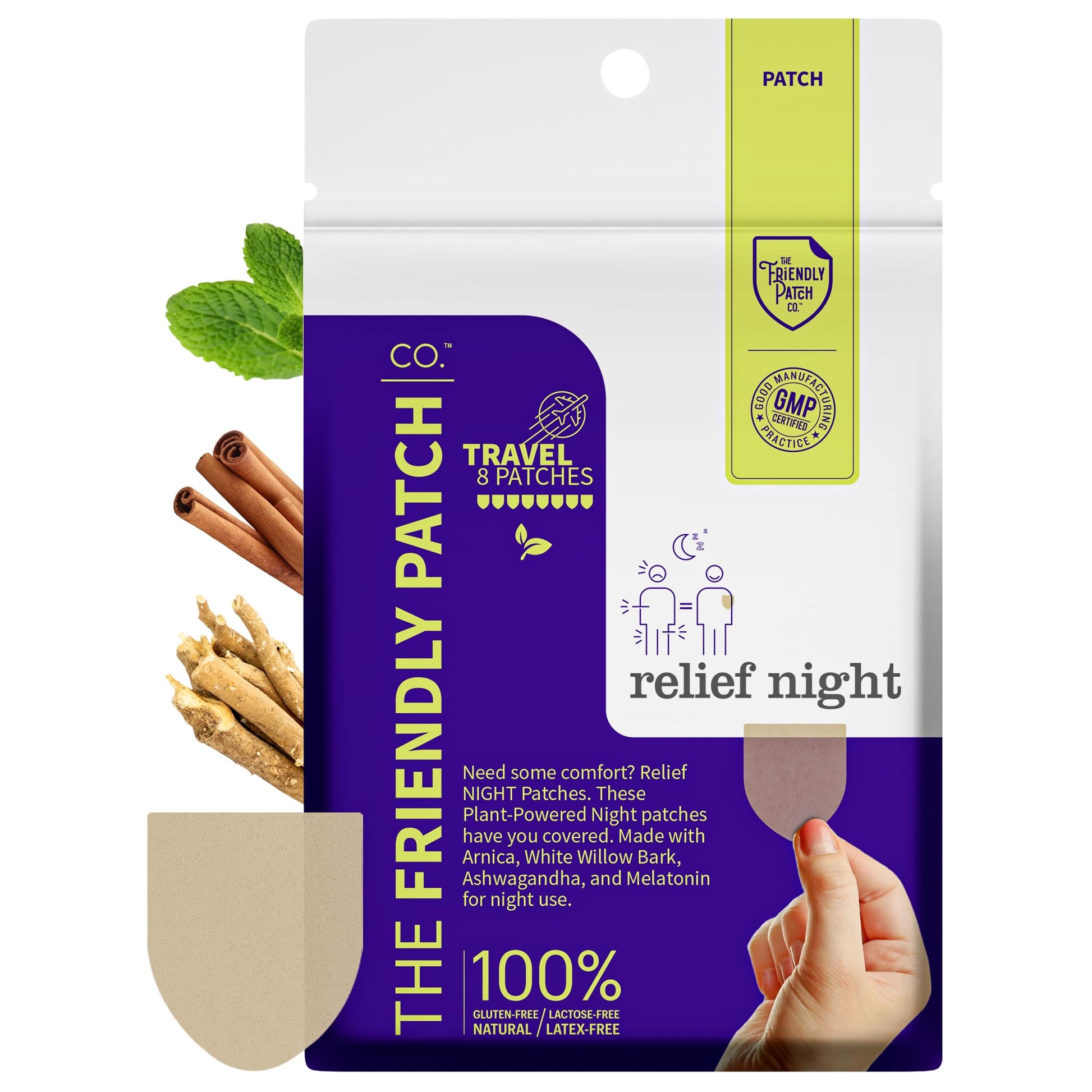 Relief Day & Night Patch Bundle - Arnica, White Willow Bark, Melatonin, Ashwagandha, Saffron & Peppermint for Soreness, Discomfort & Sleep Support for Women and Men - 16 Plant-Powered Patches The Friendly Patch CO. uk supplements