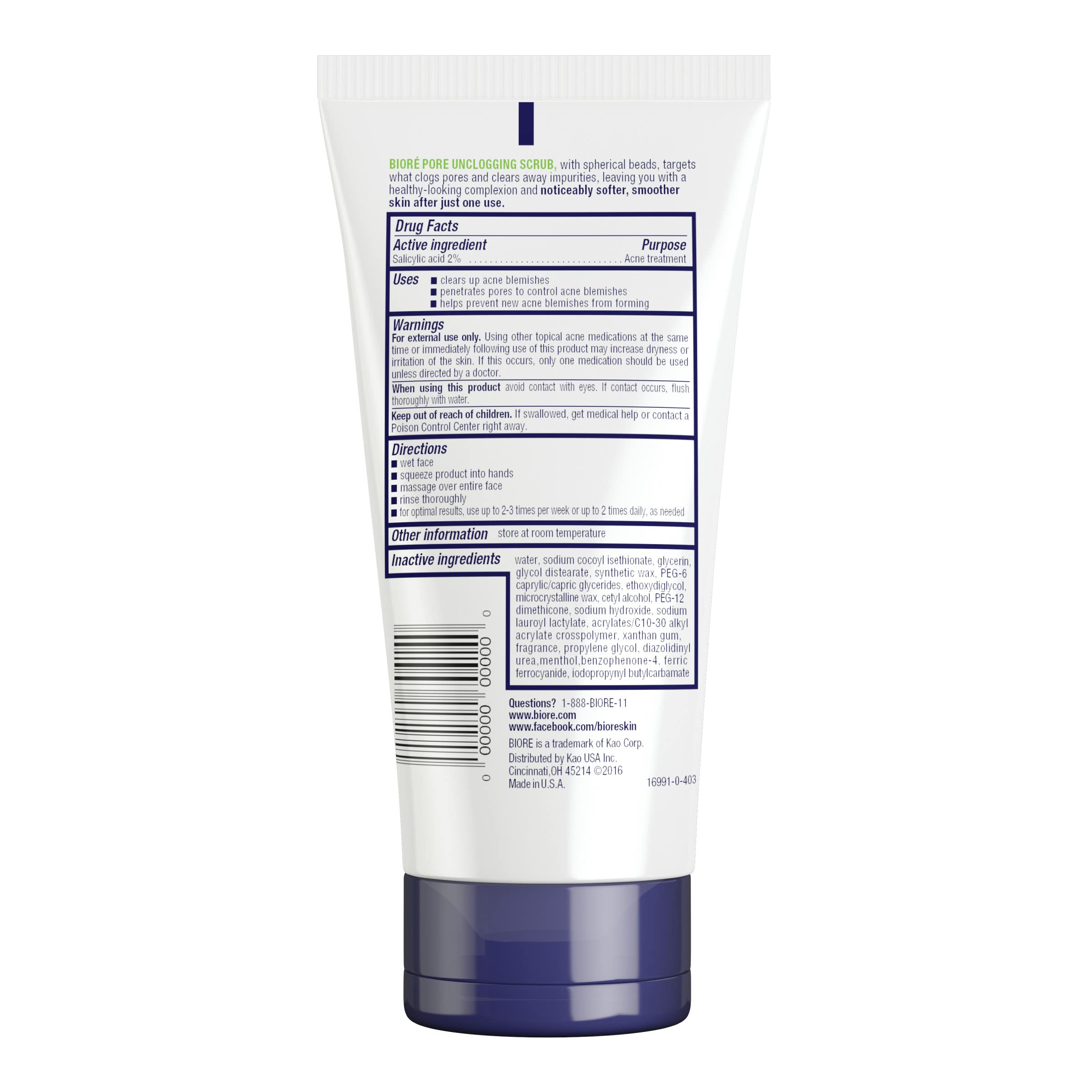 Bioré Pore Unclogging Scrub, Removes Excess Dirt and Oils, Face Scrub, with Salicylic Acid Biore uk supplements