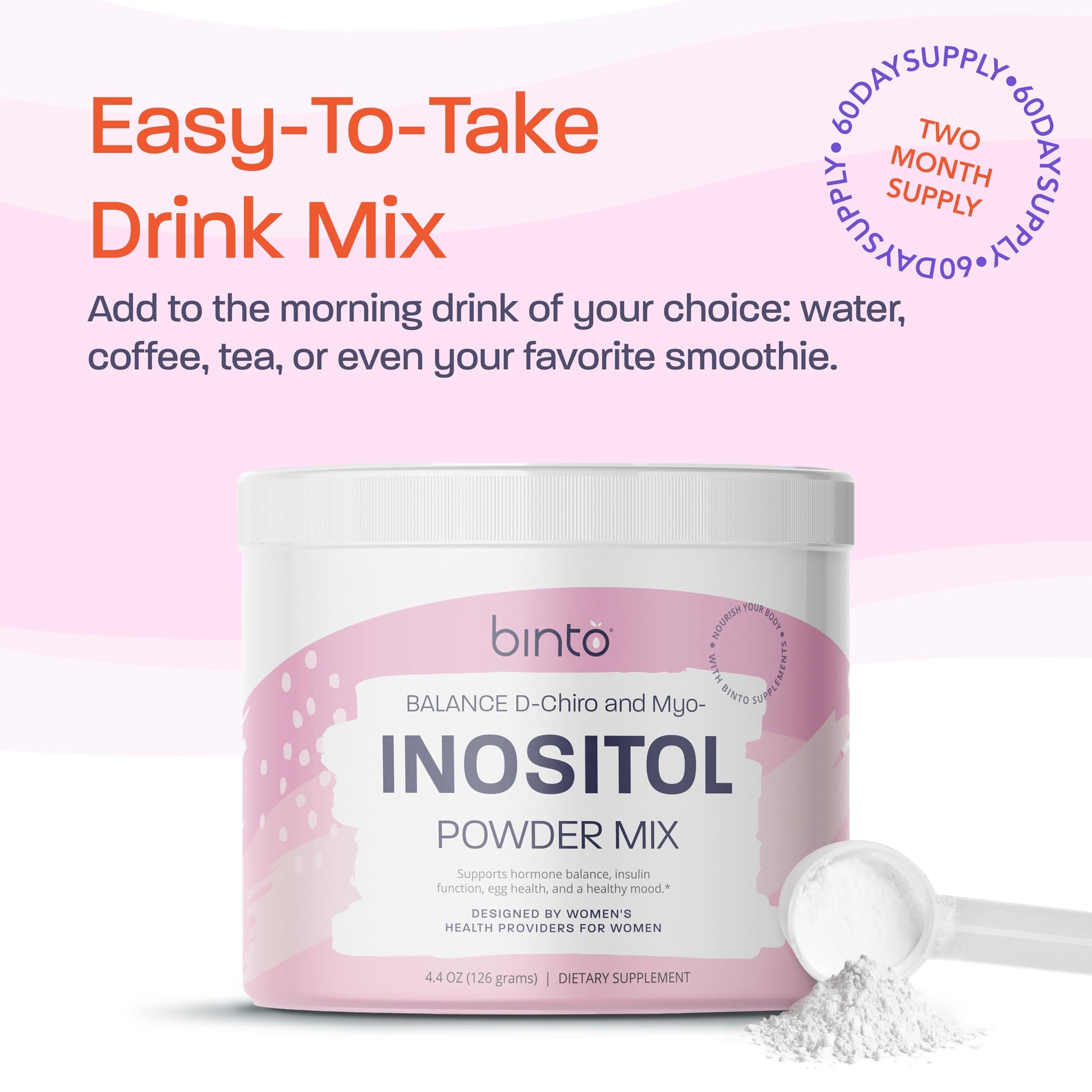 Binto Inositol Powder Mix | 60-Day Supply | 40:1 Ratio of Myo and D-Chiro Inositol Binto uk supplements
