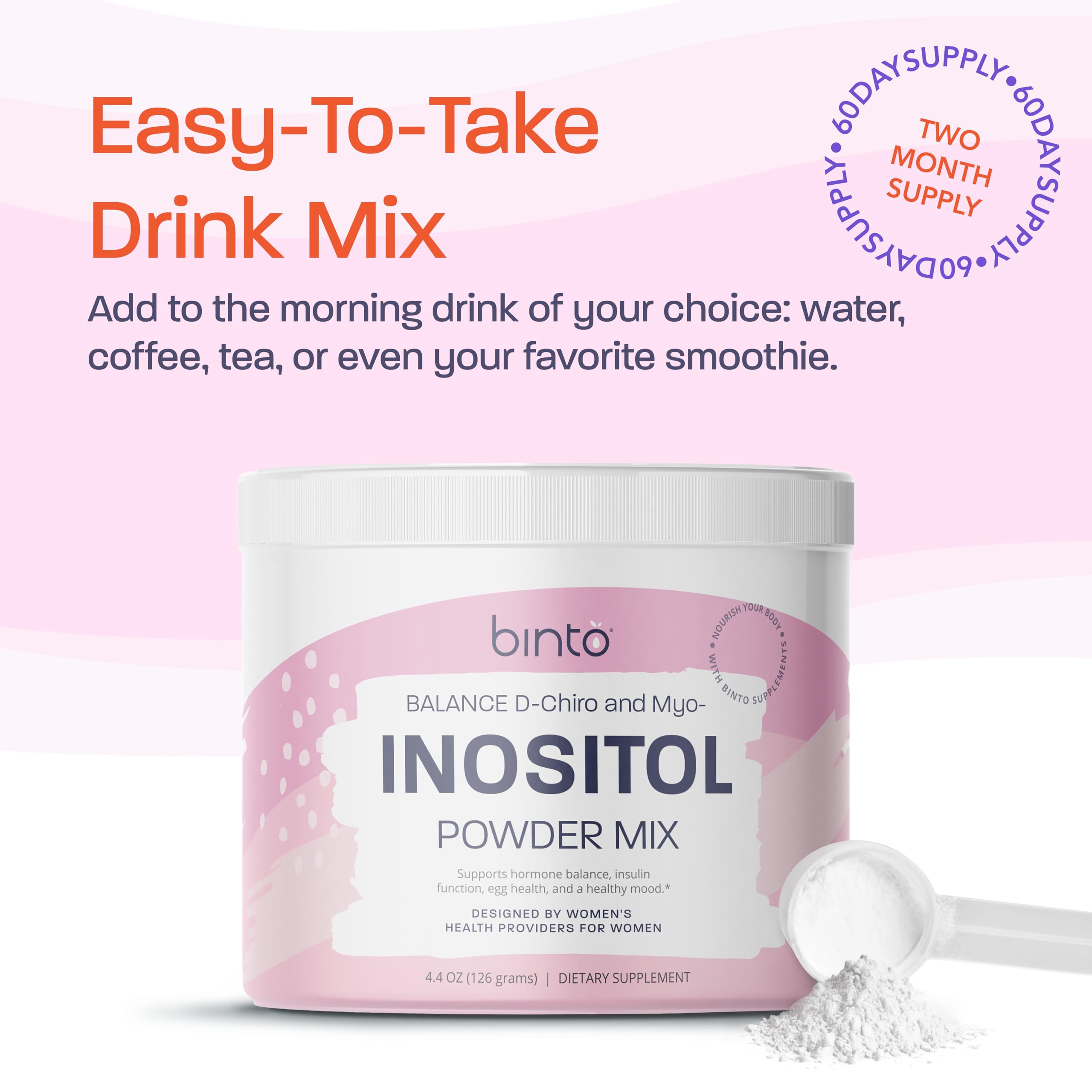 Binto Inositol Powder Mix | 60-Day Supply | 40:1 Ratio of Myo and D-Chiro Inositol Binto uk supplements