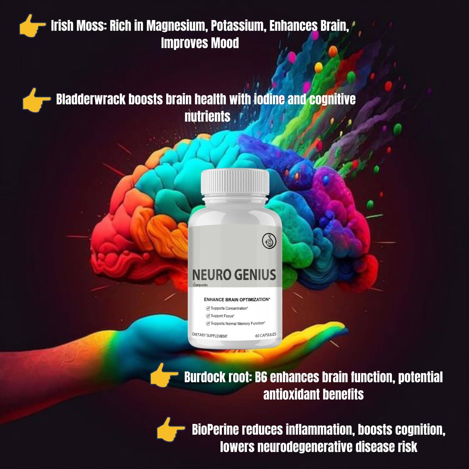 Neuro Genius Advanced Cognitive Support Supplement to uplock Brain Potential Sampuraka uk supplements