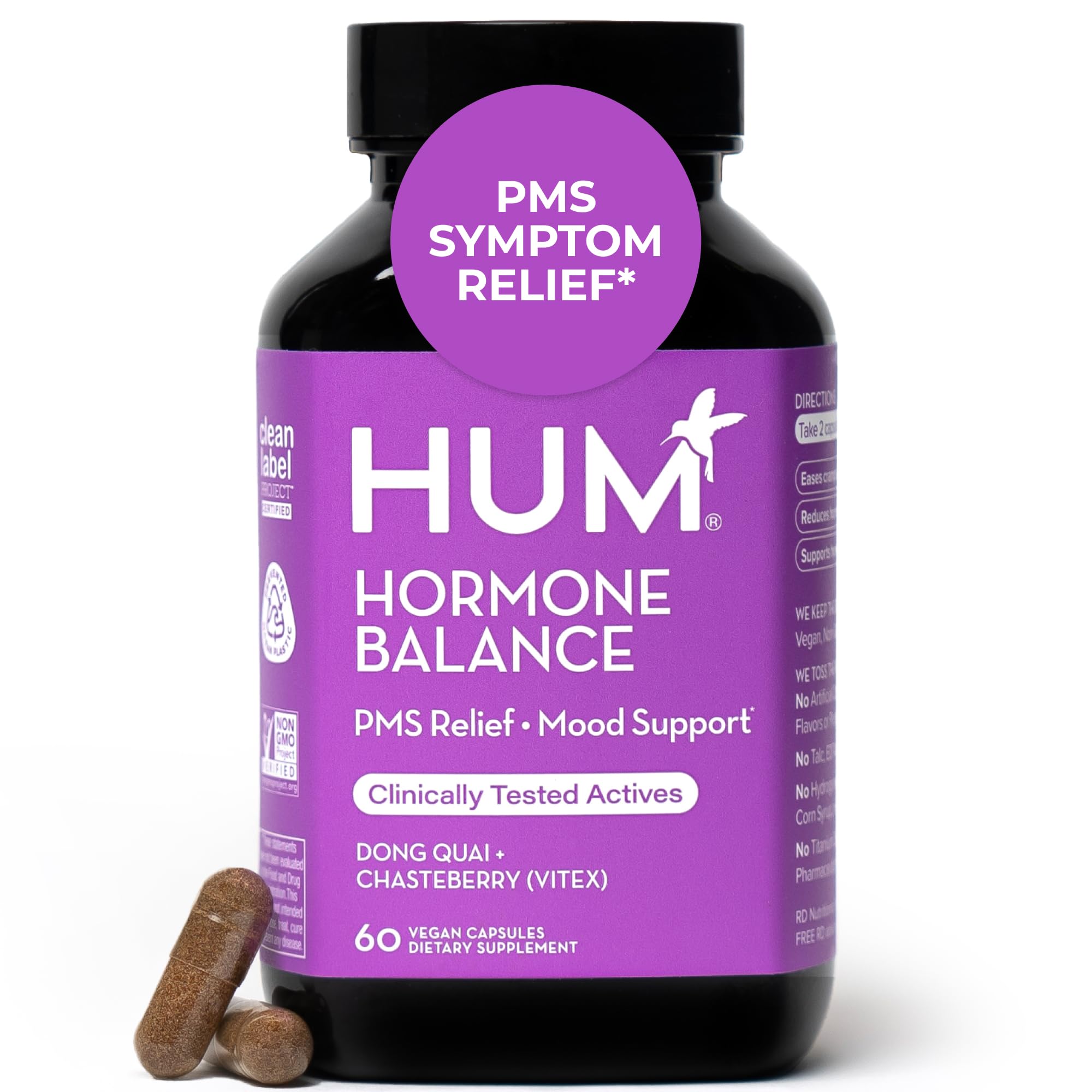 HUM Hormone Balance for Women, Supplement for Women's Health with Chasteberry & Dong Quai, Support for PMS Symptoms, Cramps, Irritability, Hormonal Balance, Monthly Support, 60 Capsules HUM uk supplements