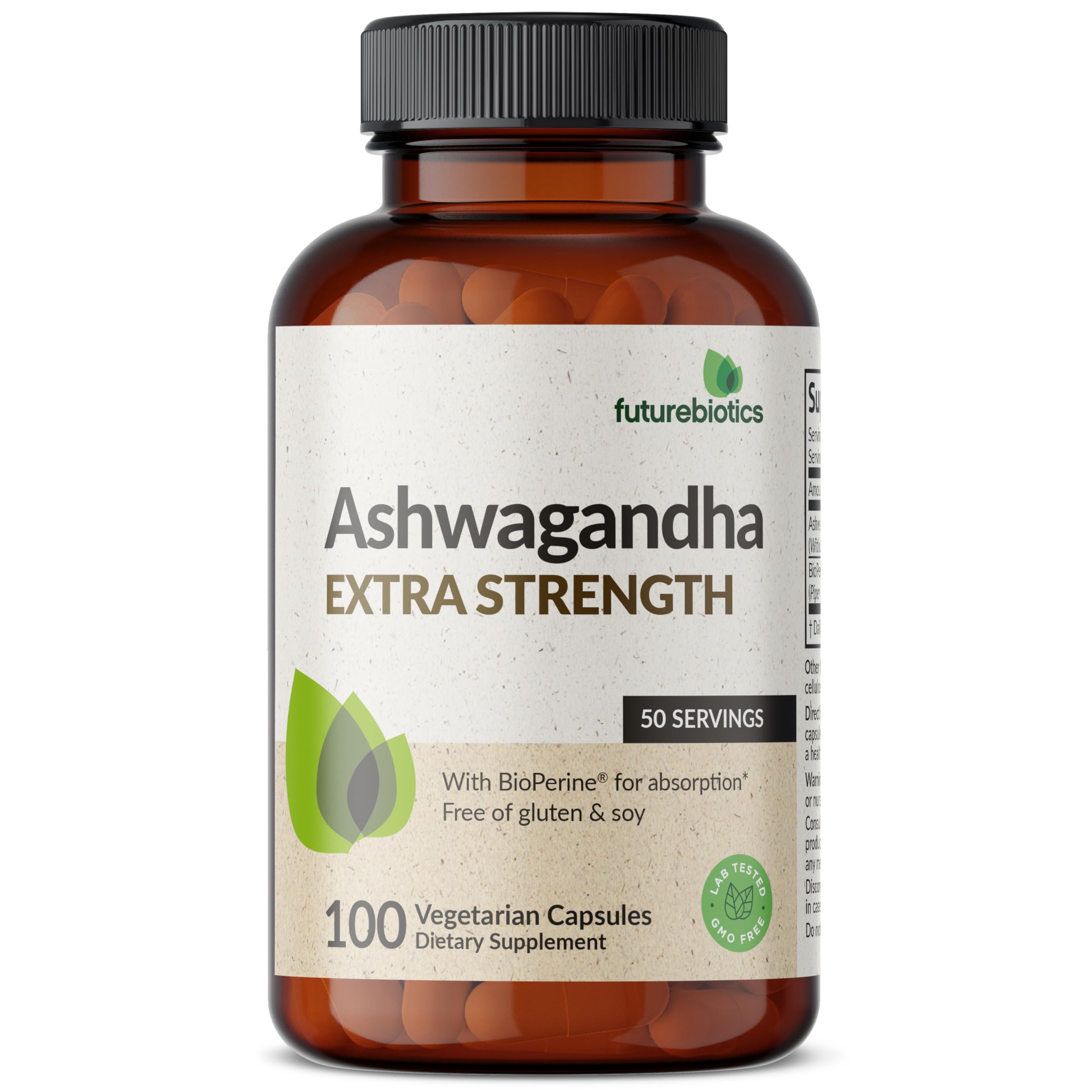 Futurebiotics Ashwagandha Extra Strength Stress & Mood Support with BioPerine - Non GMO Formula, 100 Vegetarian Capsules Futurebiotics uk supplements