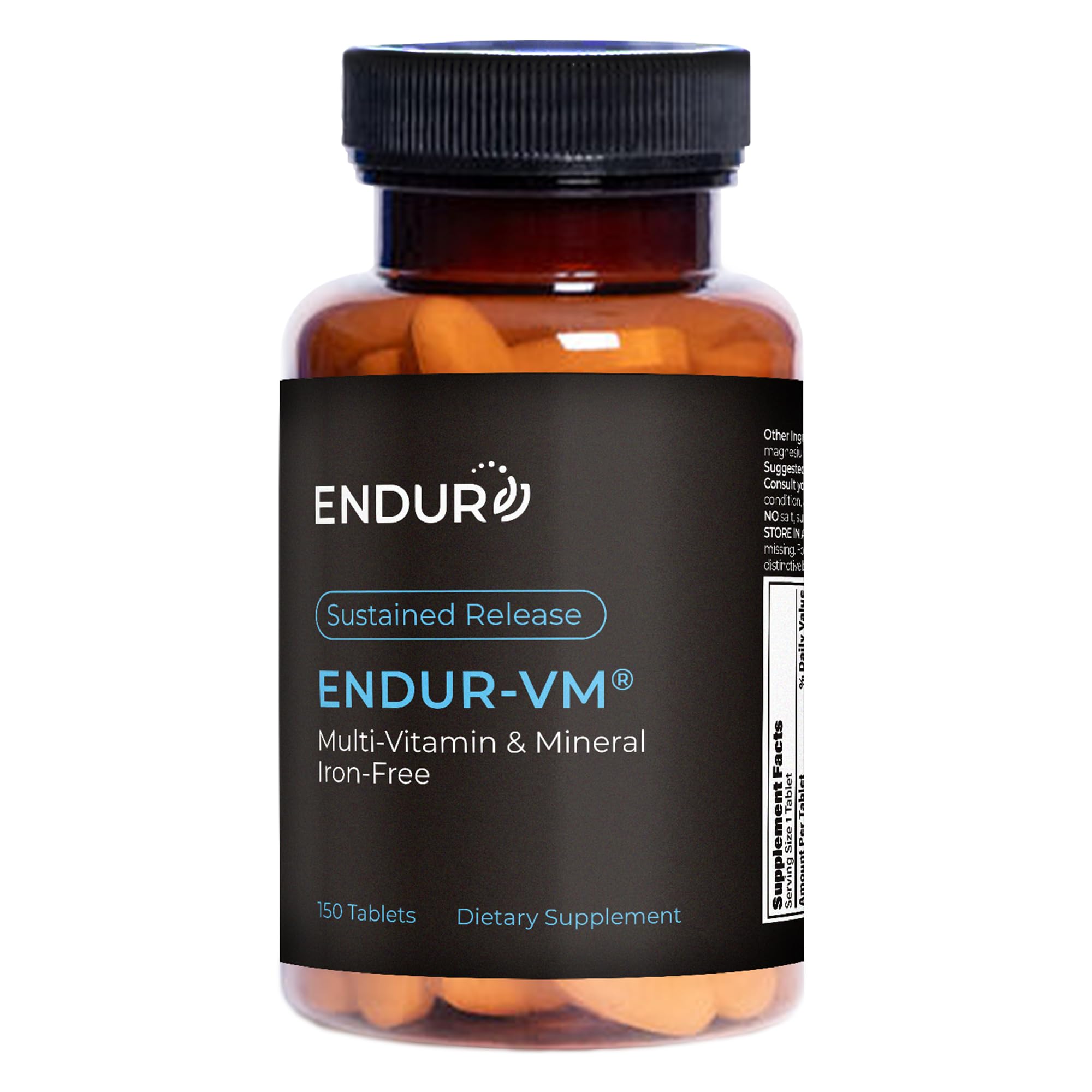 ENDUR-VM - Multivitamin Vitamin A, C, D, E, B12 & Zinc (Without Iron) SR (Sustained Release) 22 Essential Nutrients to Support Overall Wellness for Men & Postmenopausal Women - 150 Tablets Endurance Products uk supplements