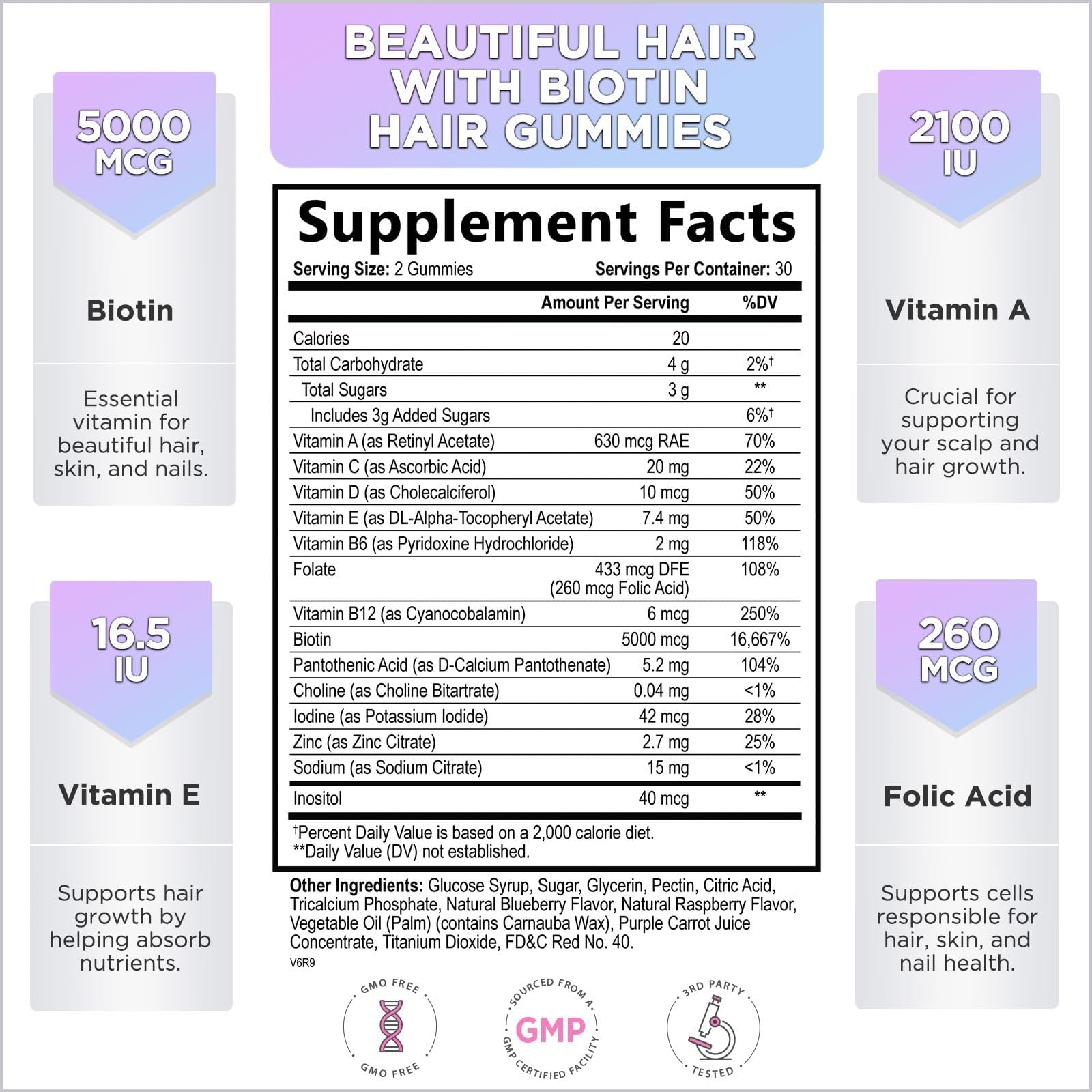 Hello Lovely! Hair Vitamins Gummies with Biotin 5000 mcg Vitamin E & C Support Hair Growt Hello Lovely! uk supplements