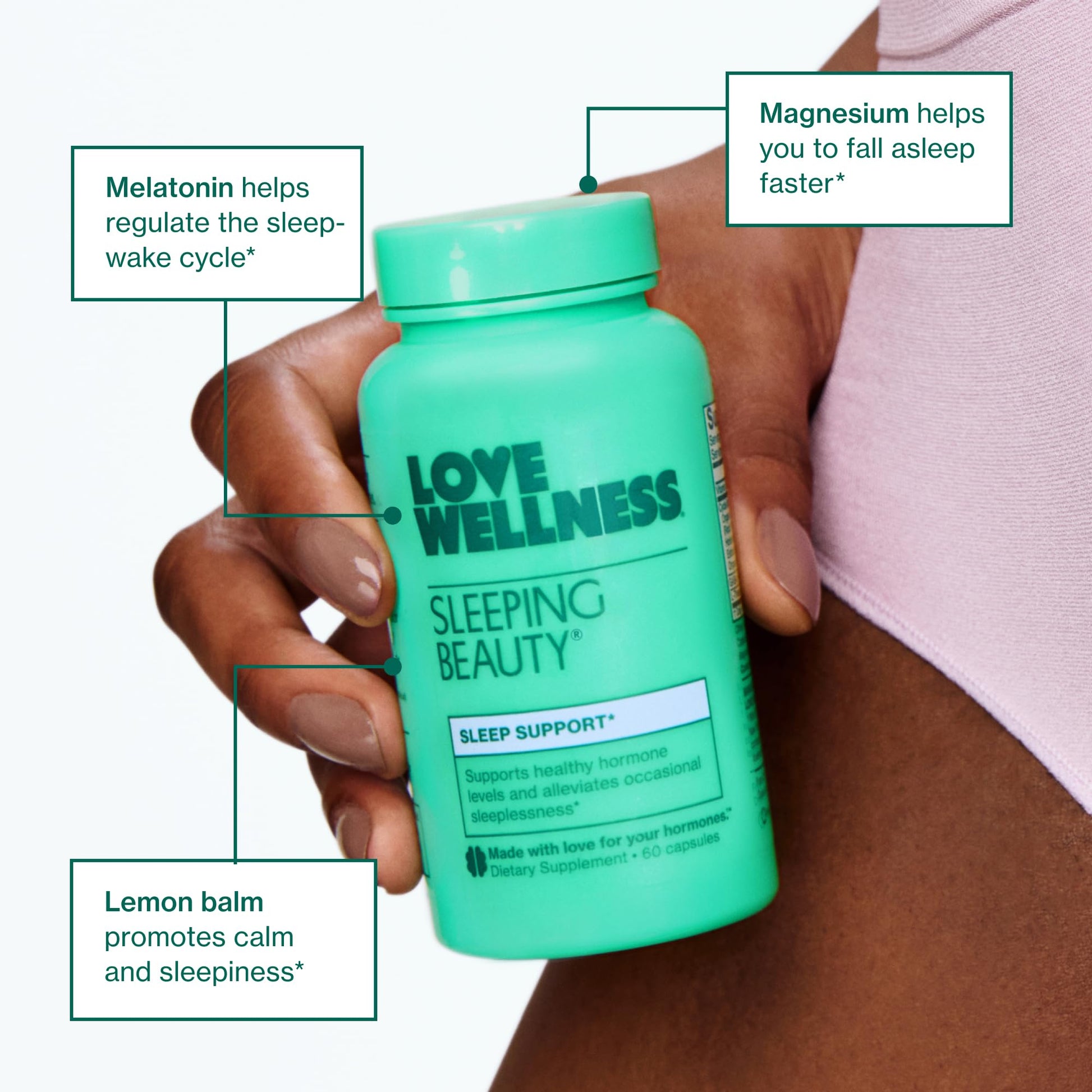 Love Wellness Sleeping Beauty | Sleep Support with Melatonin, Magnesium & L-Theanine | Promotes Restful Sleep, Relaxation & Calmness | Organic Valerian Root Powder & Lemon Balm | 60 Count Love Wellness uk supplements