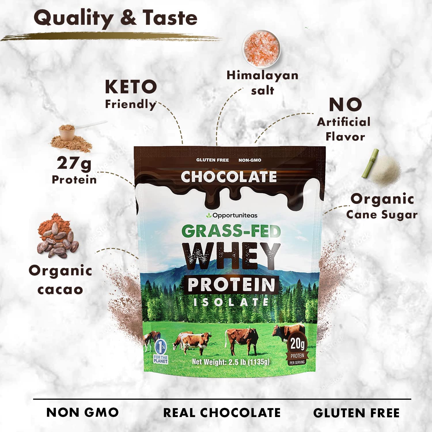 Opportuniteas Chocolate & Vanilla Whey Protein Powder Bundle - Grass Fed Whey Isolate Opportuniteas uk supplements