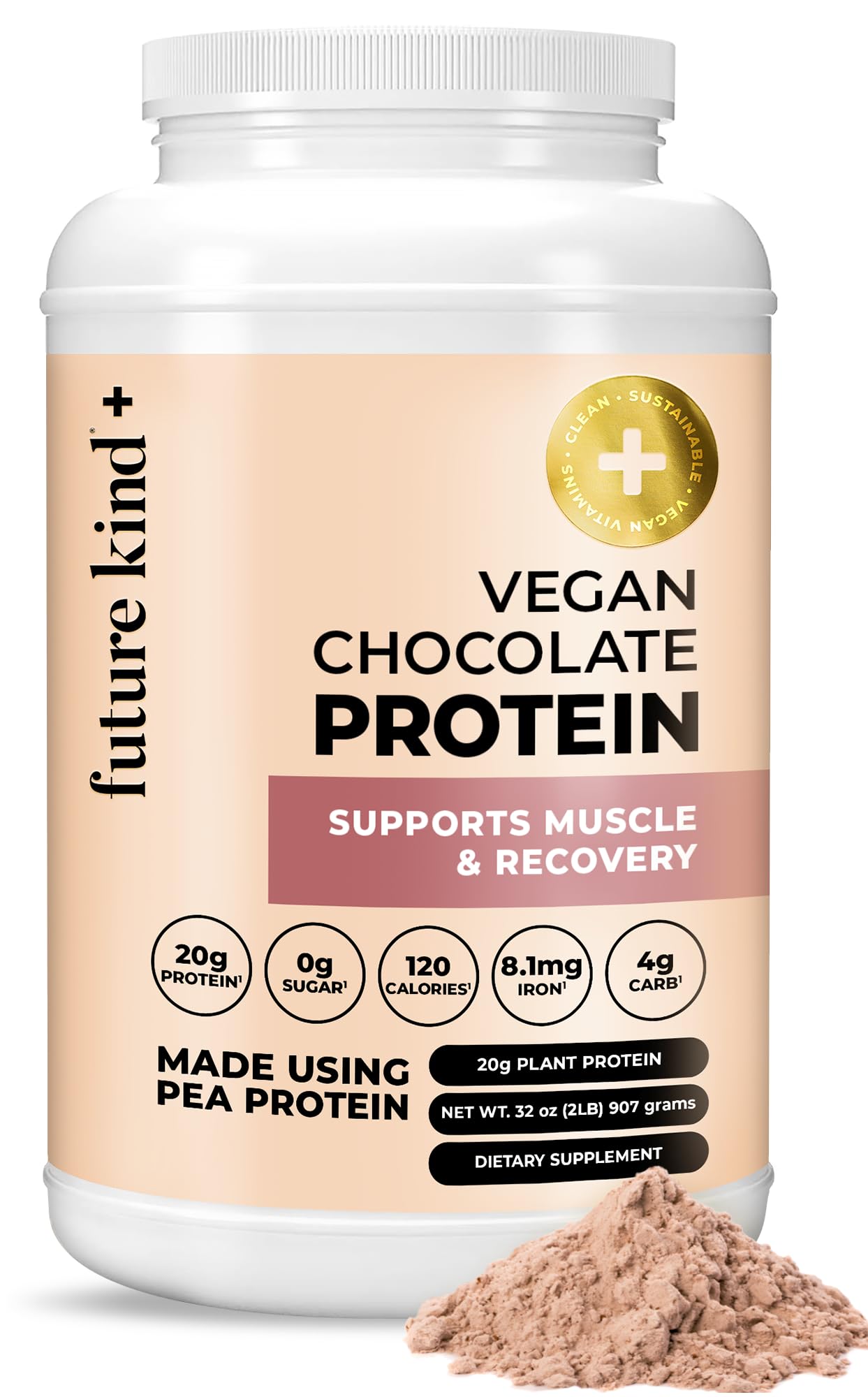 Future Kind Vegan Protein Powder, Chocolate, Pea Plant Protein for Lean Muscle with Iron & Fiber, Whey-Free, Sugar-Free, Soy-Free, Non-Dairy (34 Servings) Future Kind uk supplements