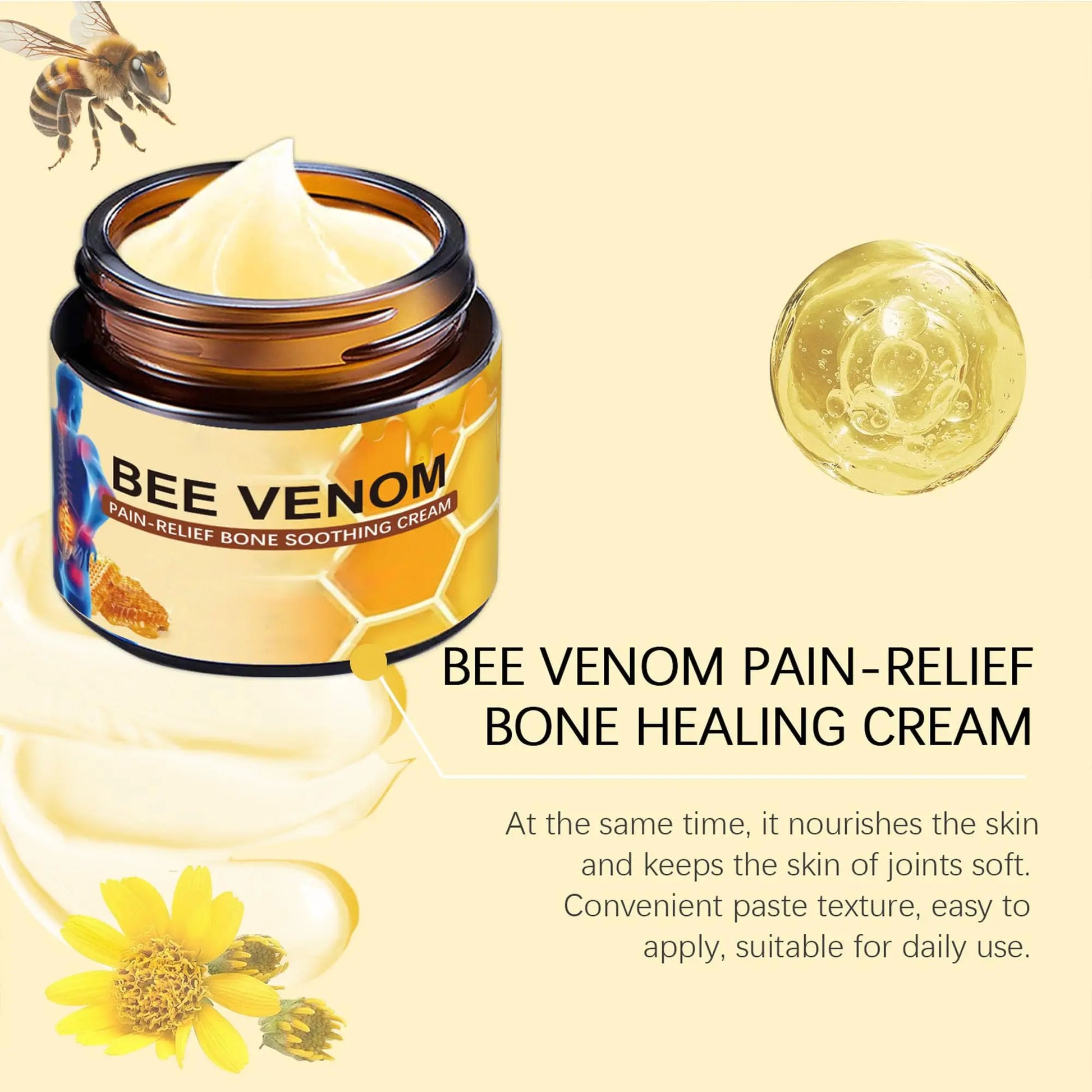 Liwoci Bee Venom Cream-Suitable for Neck, Waist, Back, Hands, Feet and Leg Joint Pain Care Liwoci uk supplements