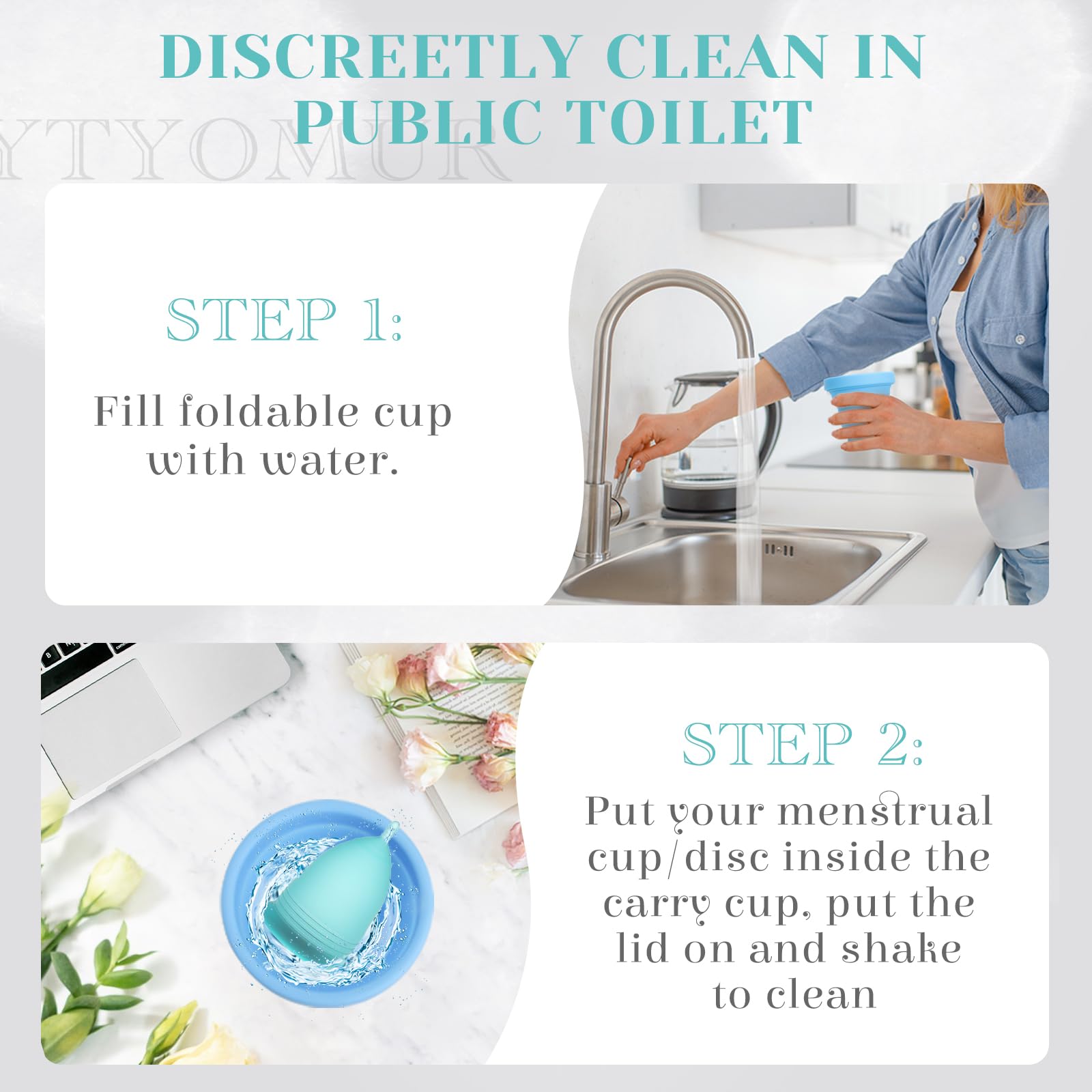 YTYOMUR Menstrual Cup Set, 2 Soft Period Cup Come with Collapsible Cleaner Cup YTYOMUR uk supplements