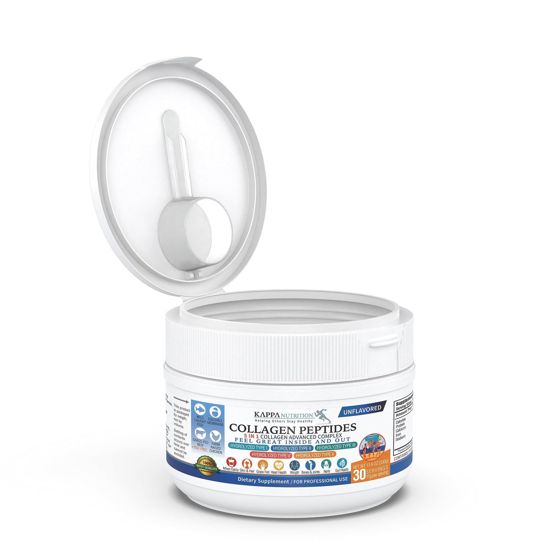 KAPPA NUTRITION Collagen Peptides Powder, 5 in 1 Multi-Collagen Advanced Complex with Hydrolyzed Collagen Peptides, Supports Skin, Hair, Nails, Joints & Bones / 30 Servings KAPPA NUTRITION uk supplements