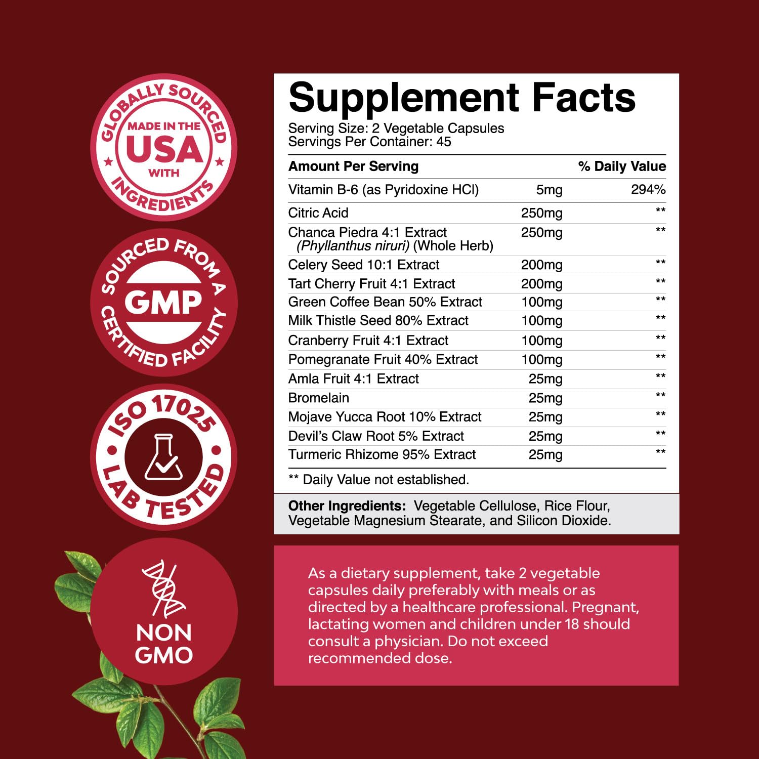Tart Cherry Capsules for Joint Support and Kidney Cleanse - Daily Uric Acid Detox and Cleanse Natures Craft uk supplements