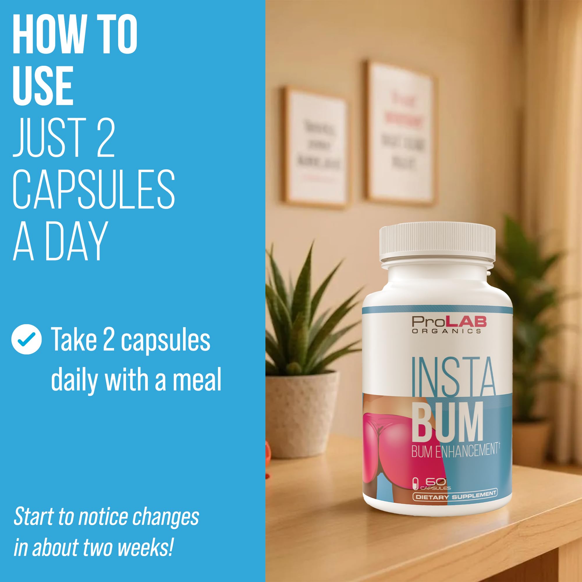 ProLab Organics InstaBum Bum Enhancement Pills – Lift, Shape, and Fill Glutes – Fast Growth for Bigger Butt and Hips – No Gummies. Visible Results in 1-2 Weeks ProLab Organics uk supplements