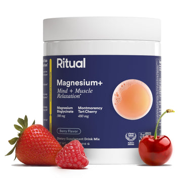 Ritual Magnesium+ Drink Mix Supplement | 2-in-1 Science-Backed Tart Cherry & Gentle on Stomach Magnesium Bisglycinate | Formulated for Mind & Muscle Relaxation | Supports Sleep & Calm | 30 Servings Ritual uk supplements