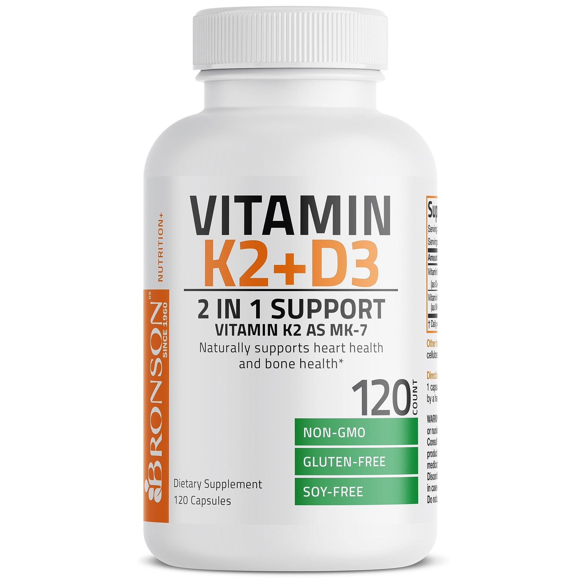Bronson Vitamin K2 (MK7) with D3 Supplement Non-GMO Formula 5000 IU Vitamin Bronson uk supplements