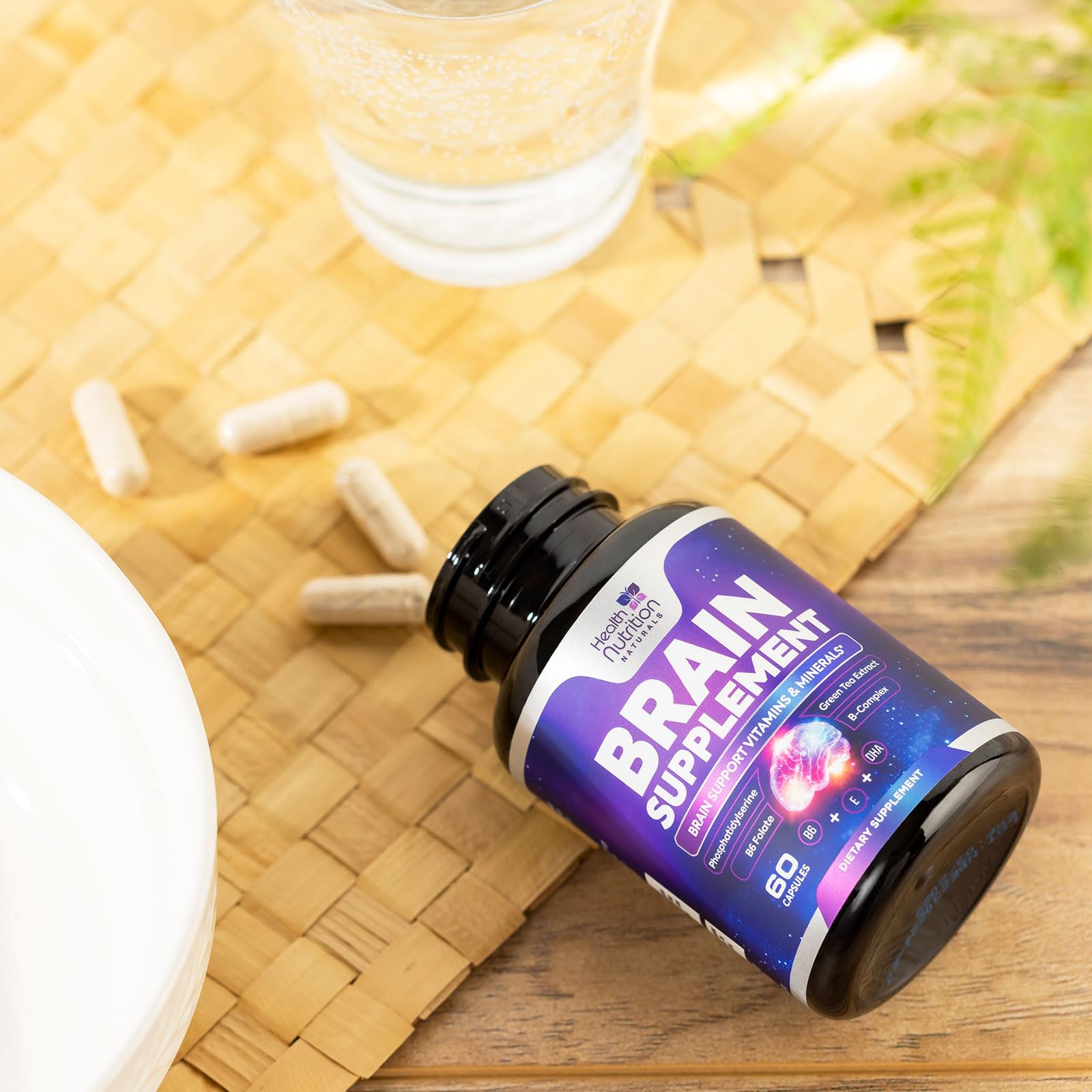 Brain Memory Supplement - 3X Strength Nootropics for Concentration, Clarity & Focus Support - Brain Health Cognitive Vitamins with Bacopa, Phosphatidylserine & DMAE 609mg, Brain Booster, 60 Capsules Health Nutrition Naturals uk supplements