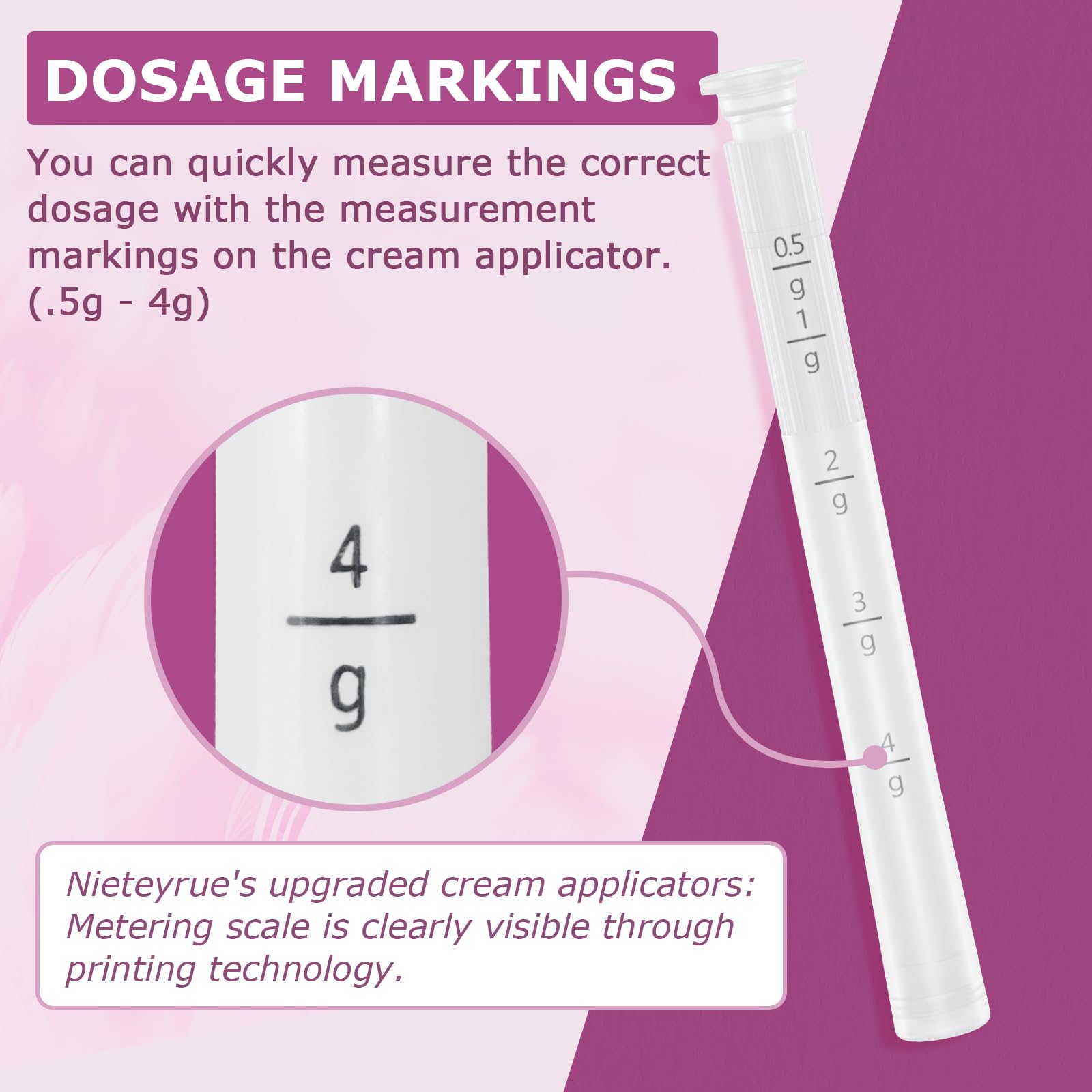 Nieteyrue Plastic Vaginial Cream Applicators (60 Packs) 2024 New Dosage Markings Individually Nieteyrue uk supplements