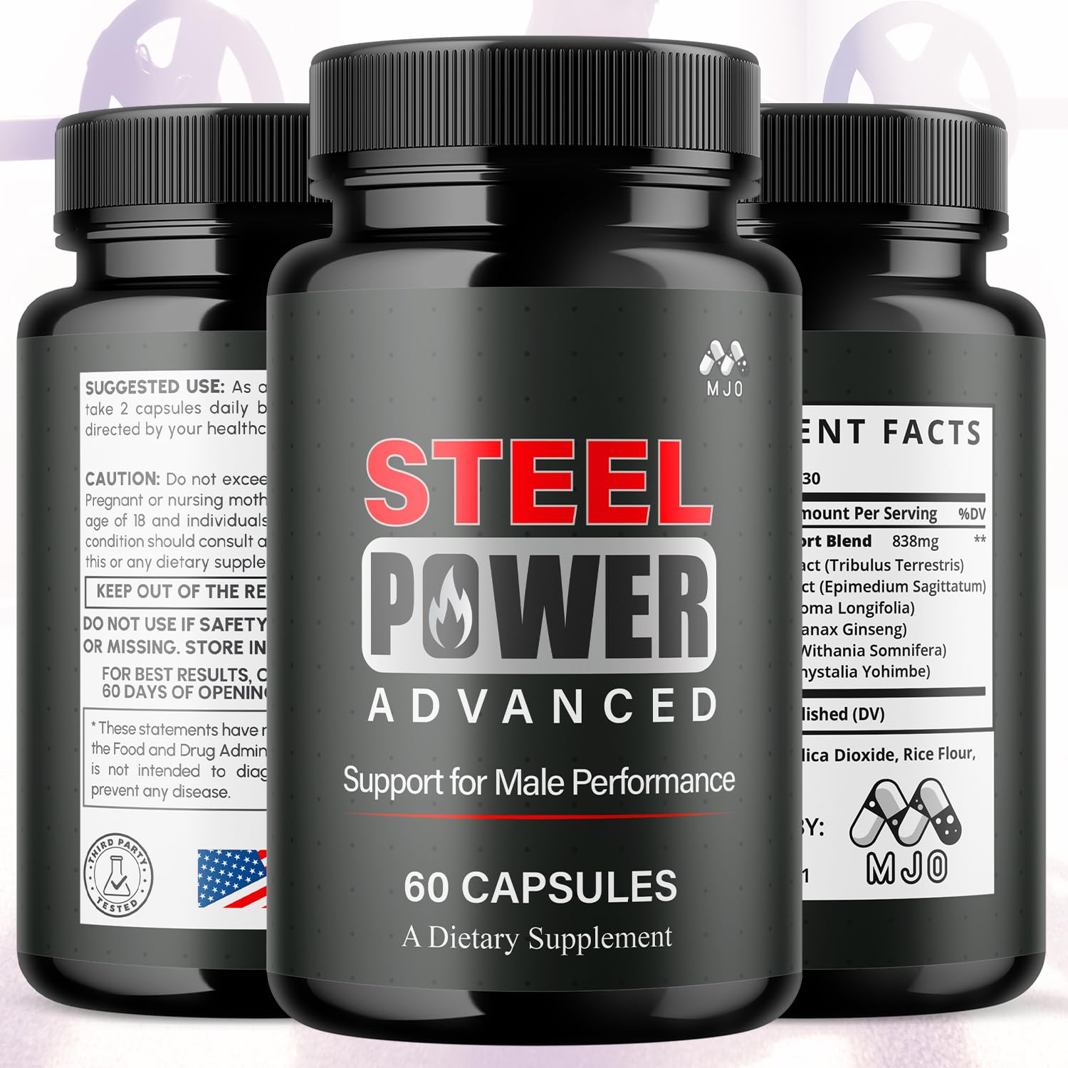 Steel Power Capsules, Official Steel Power for Men with All Natural Ingredients, Advanced SteelPower Men's Health and Wellness Vitamin Formula Pills with Maximum Strength Multivitamins (60 Capsules) MJO uk supplements