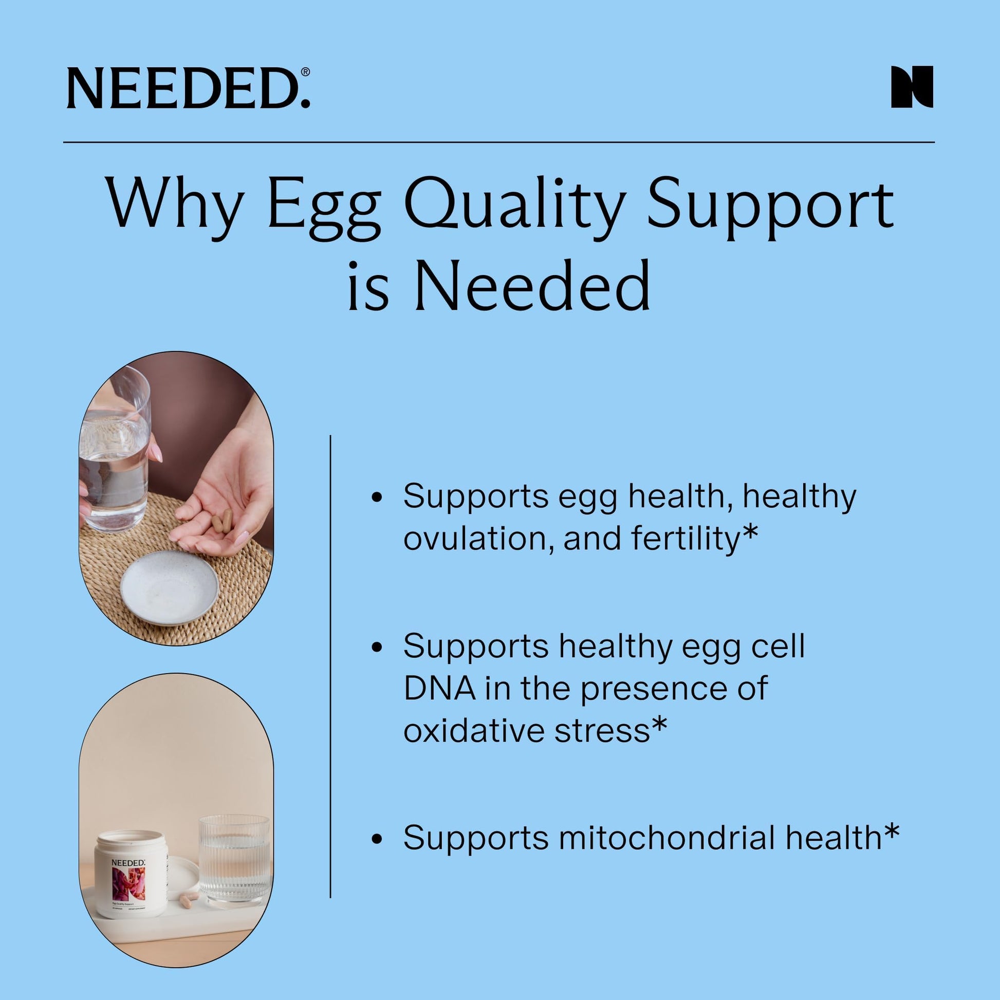 Needed. Egg Quality Support - Optimally Formulated Antioxidants Supplement for Egg Quality - Fertility Support - Fertility Supplement for Women Needed. uk supplements