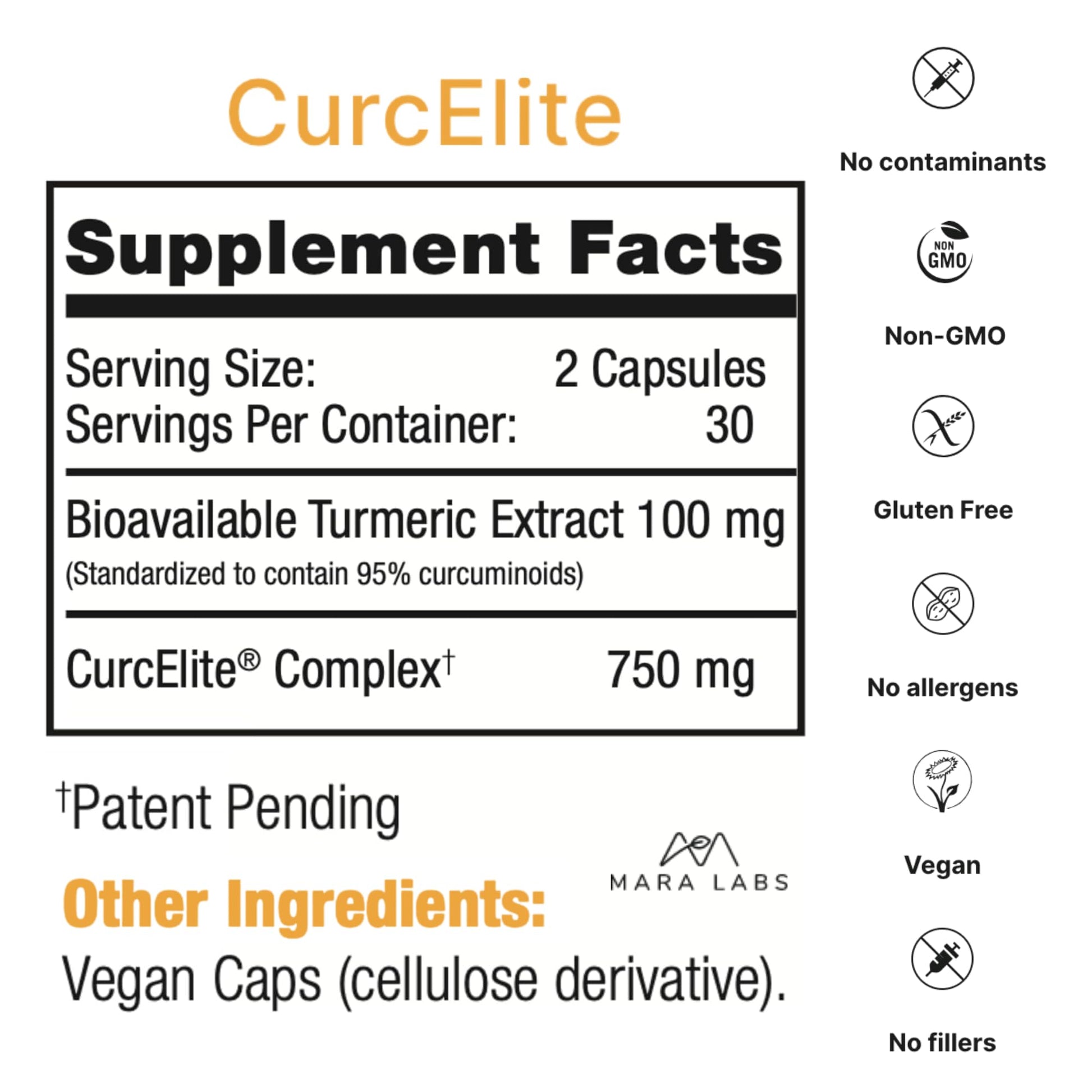Mara Labs CurcElite Curcumin | Turmeric Extract 95% Curcuminoids | Vegan, No Fillers, and Non-GMO | 60 Vegan Capsules BrocElite uk supplements