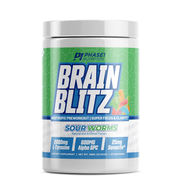Phase 1 Nutrition Brain Blitz, Sour Worms - Nootropic Preworkout with Beta Alanine Phase One Nutrition uk supplements