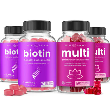 NutraChamps Biotin Gummies (2 Pack) and Womens Multivitamin Gummies (2 Pack) 4 Pack Bundle NutraChamps uk supplements