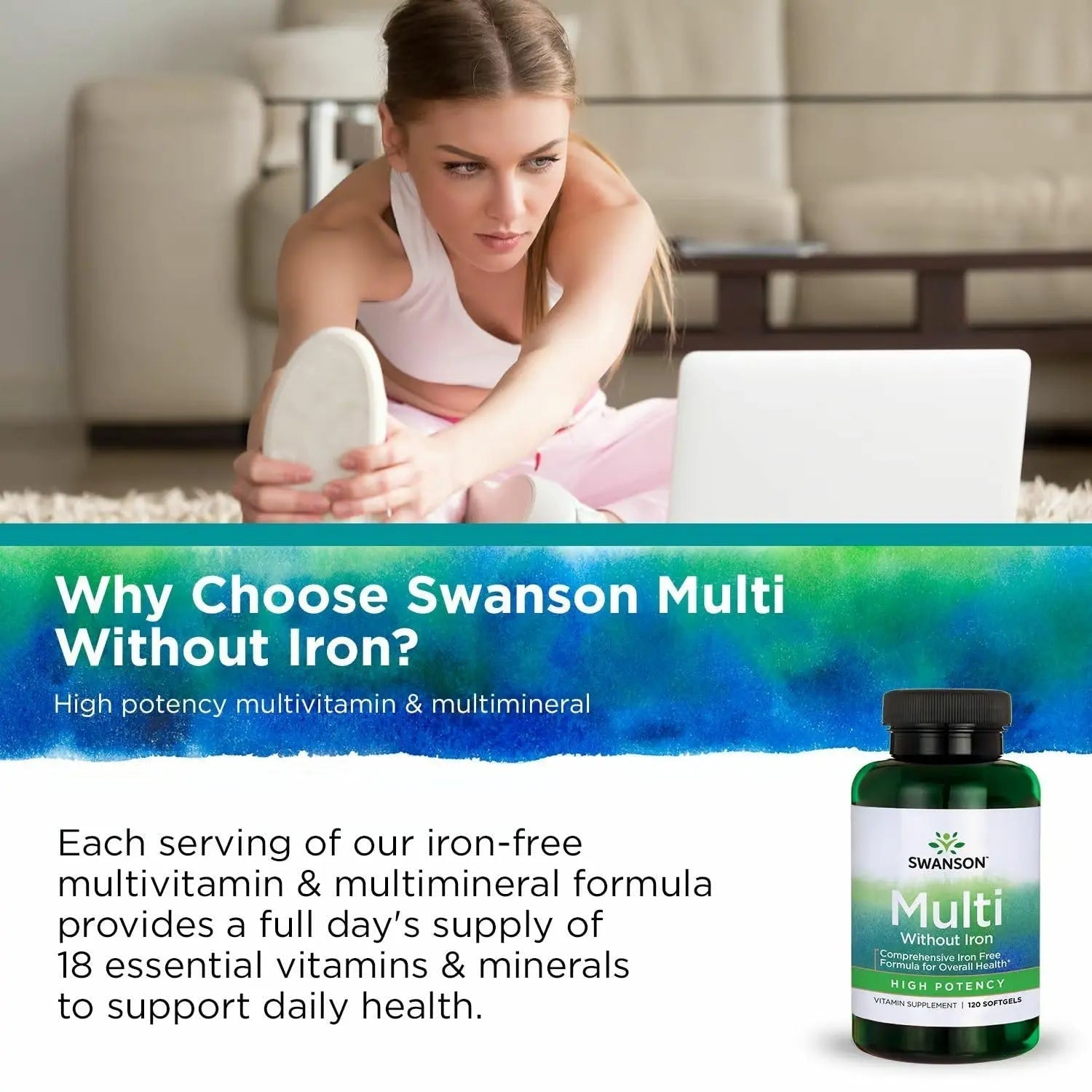 Swanson Multi Without Iron Multivitamin Health Supplement Iron-Free Formula 120 Softgels Sgels (2 Pack) Swanson uk supplements